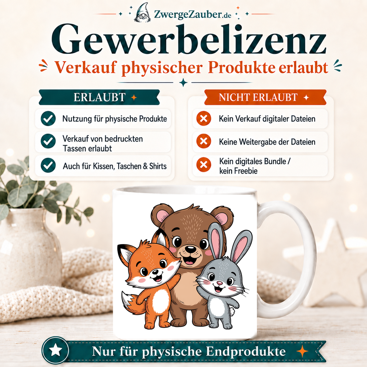 ZwergeZauber Tassendesign Bär, Fuchs & Hase – Verkaufsbild 4