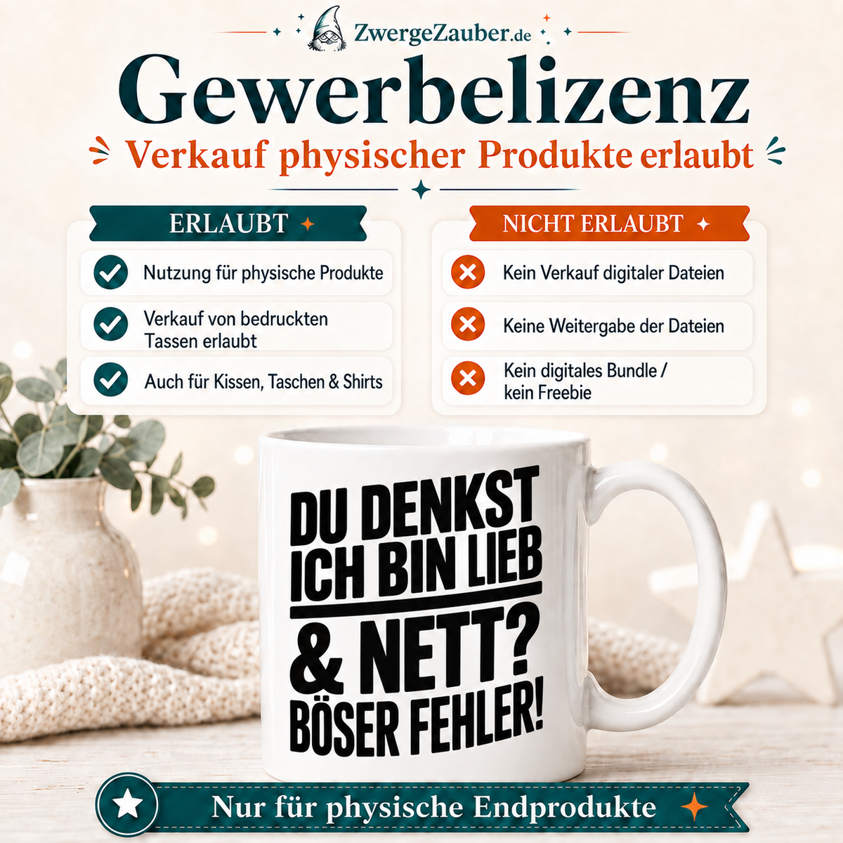 ZwergeZauber Tassendesign Du denkst ich bin lieb und nett Böser Fehler – Verkaufsbild 4