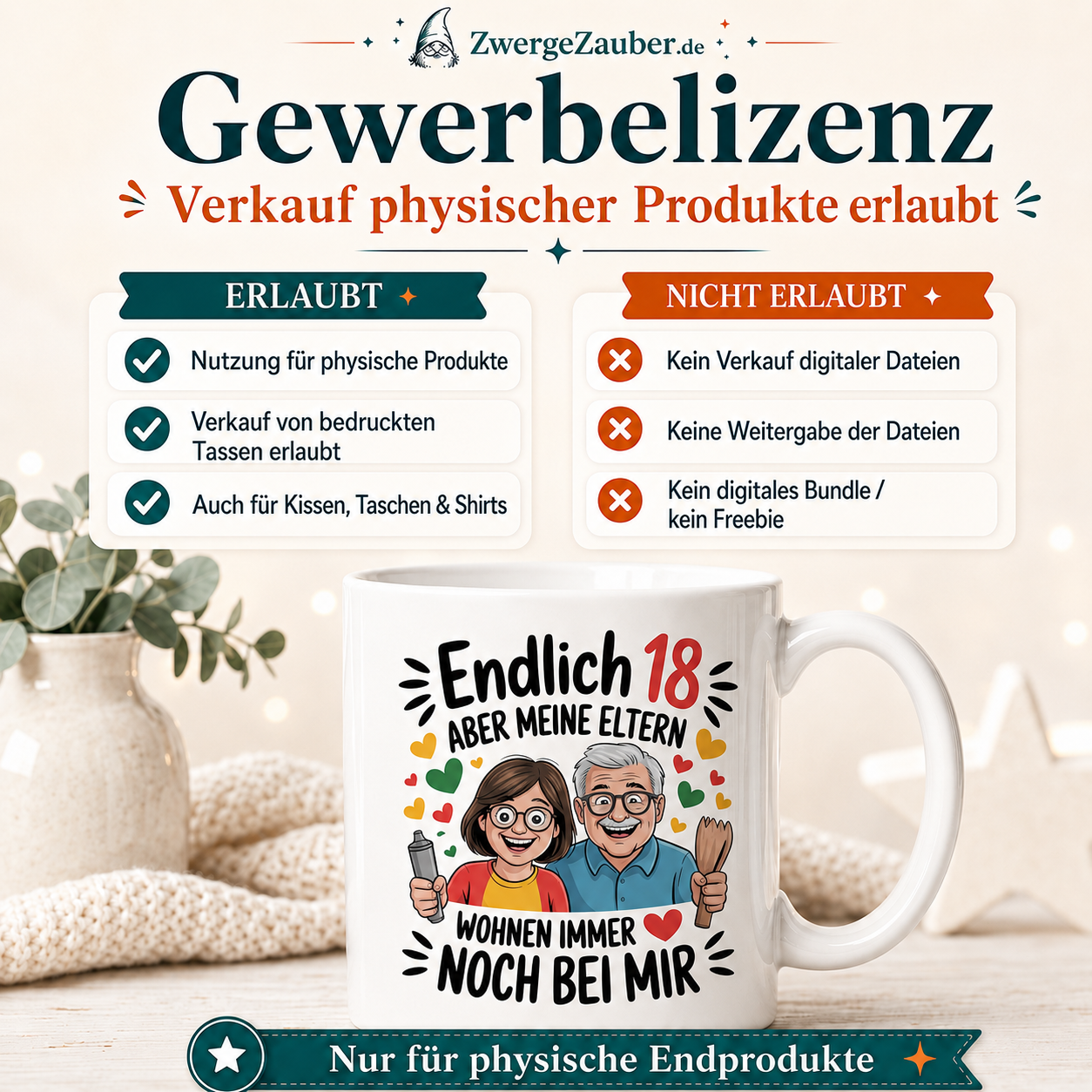 ZwergeZauber Tassendesign Endlich 18 – aber meine Eltern wohnen immer noch bei mir – Verkaufsbild 4
