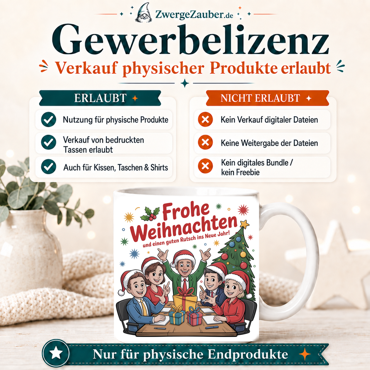 ZwergeZauber Tassendesign Frohe Weihnachten Büro-Team mit Geschenken – Verkaufsbild 4