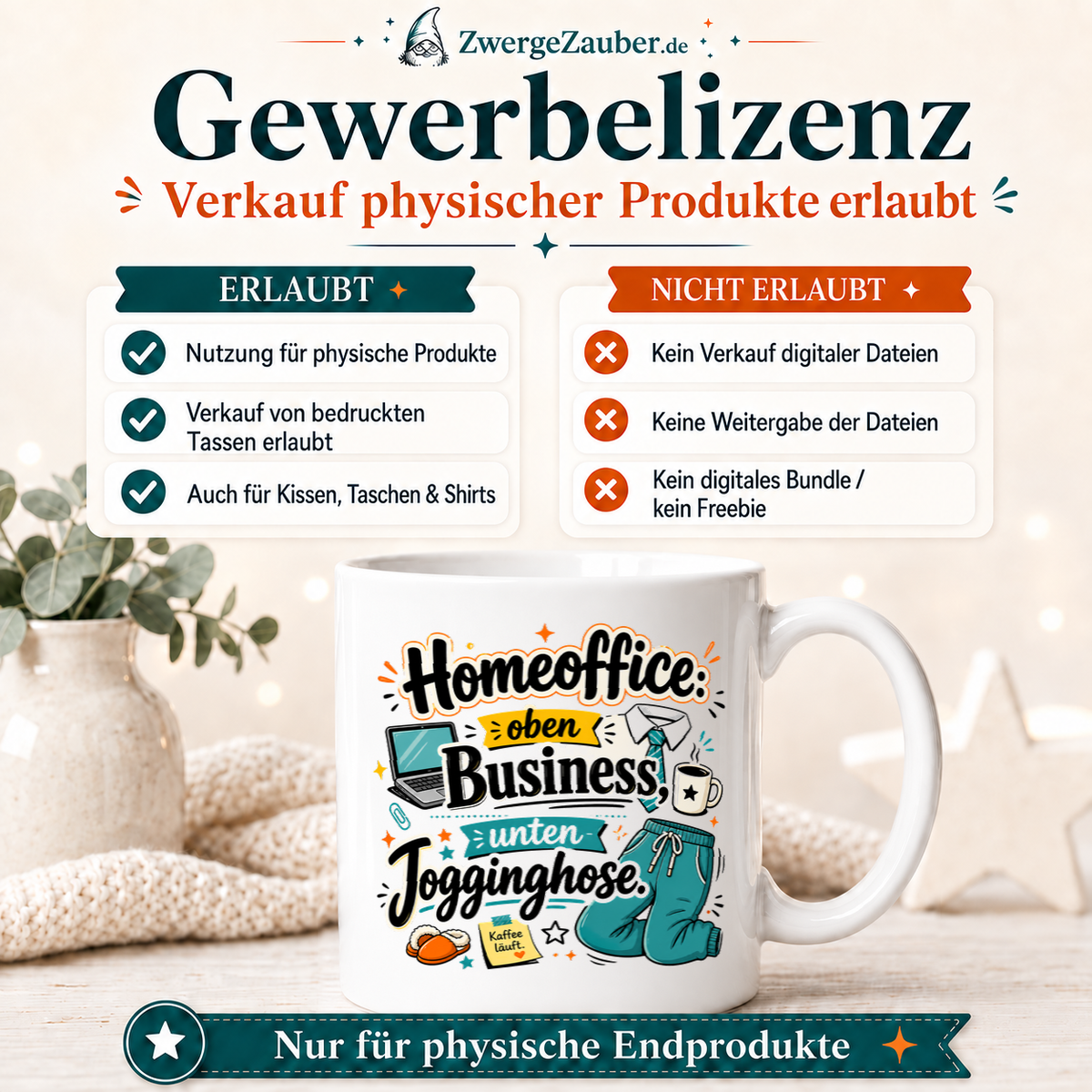 ZwergeZauber Tassendesign Homeoffice: oben Business, unten Jogginghose – Verkaufsbild 4