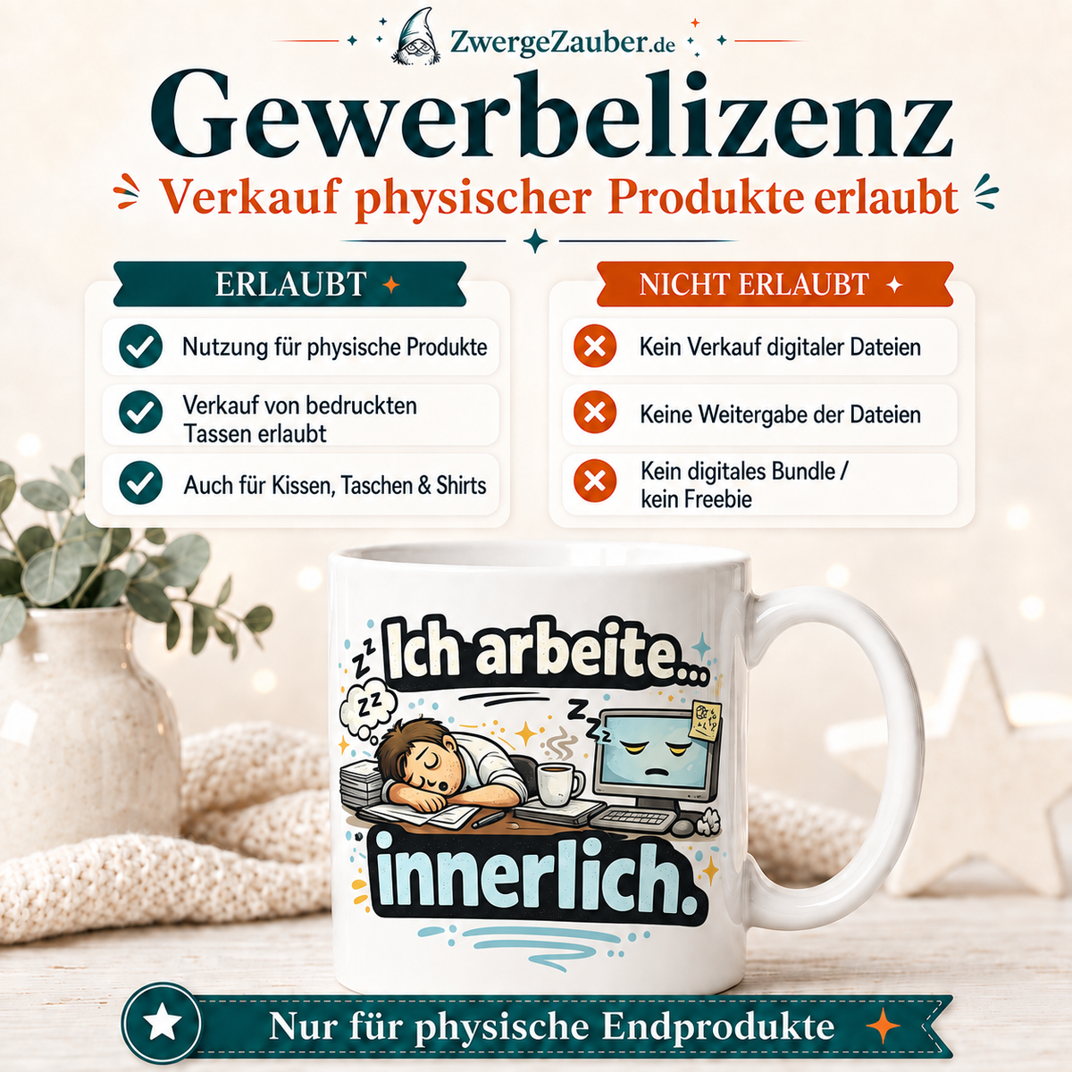 ZwergeZauber Tassendesign Ich arbeite innerlich – Verkaufsbild 4