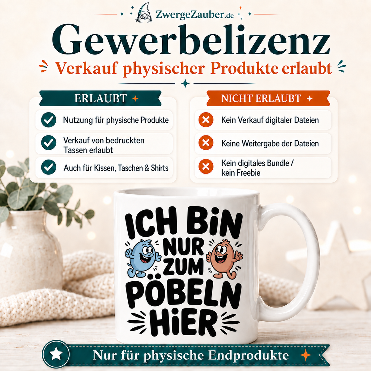 ZwergeZauber Tassendesign Ich bin nur zum Pöbeln hier – Verkaufsbild 4