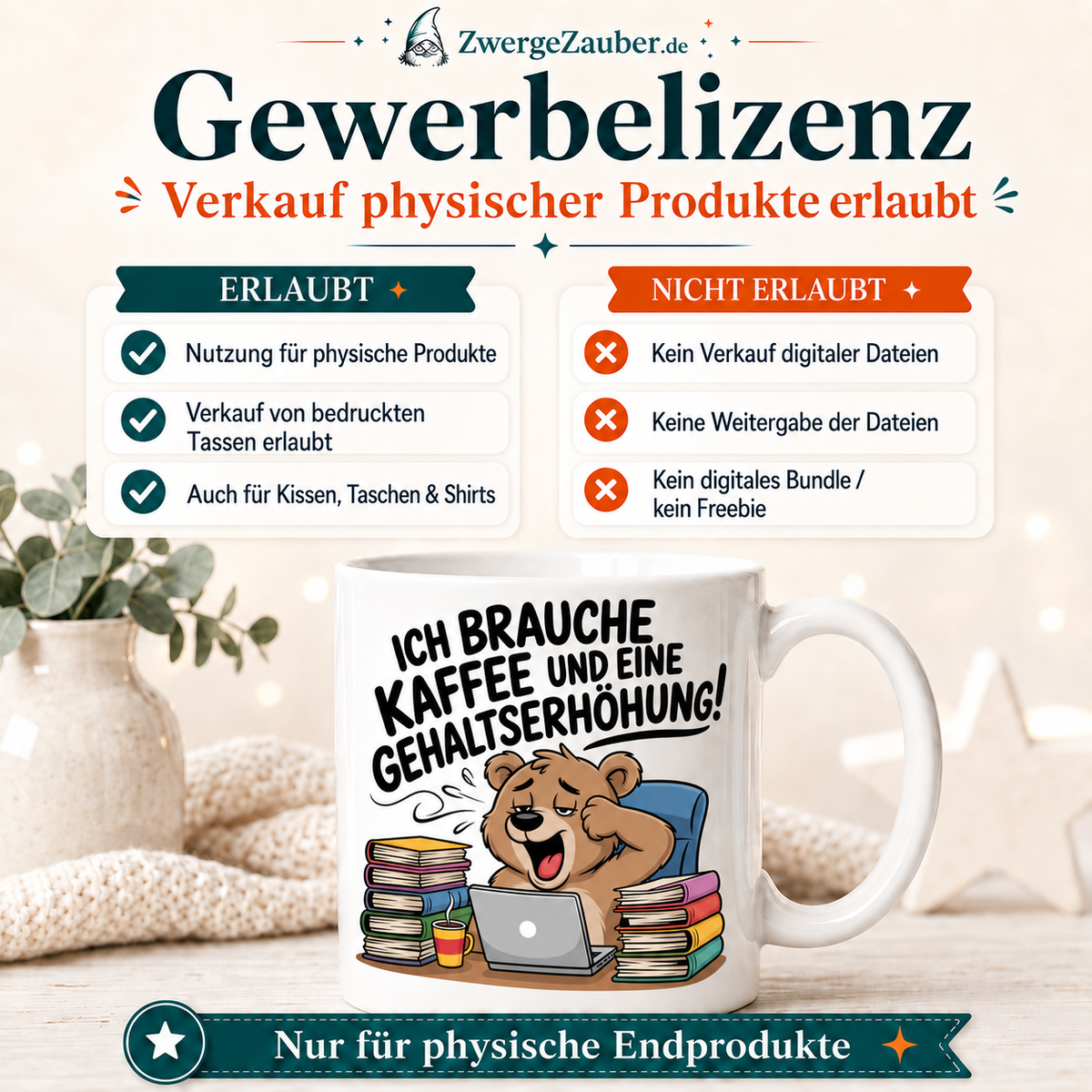 ZwergeZauber Tassendesign Ich brauche Kaffee und eine Gehaltserhöhung – Verkaufsbild 4