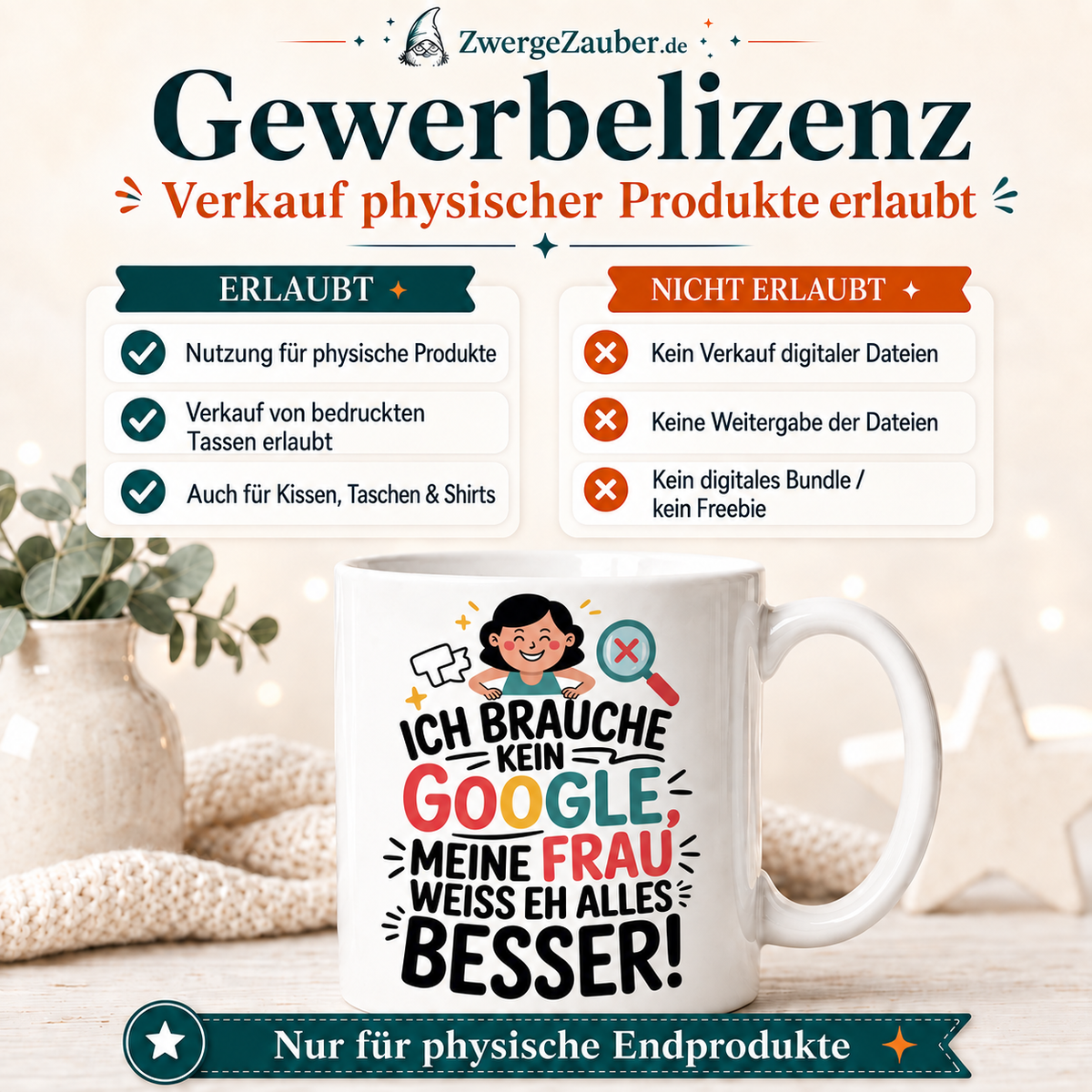 ZwergeZauber Tassendesign Ich brauche kein Google meine Frau weiß alles besser – Verkaufsbild 4