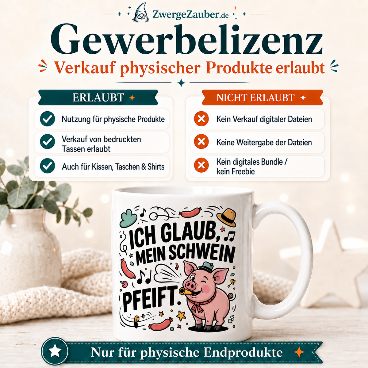 ZwergeZauber Tassendesign Ich glaub mein Schwein pfeift – Verkaufsbild 4