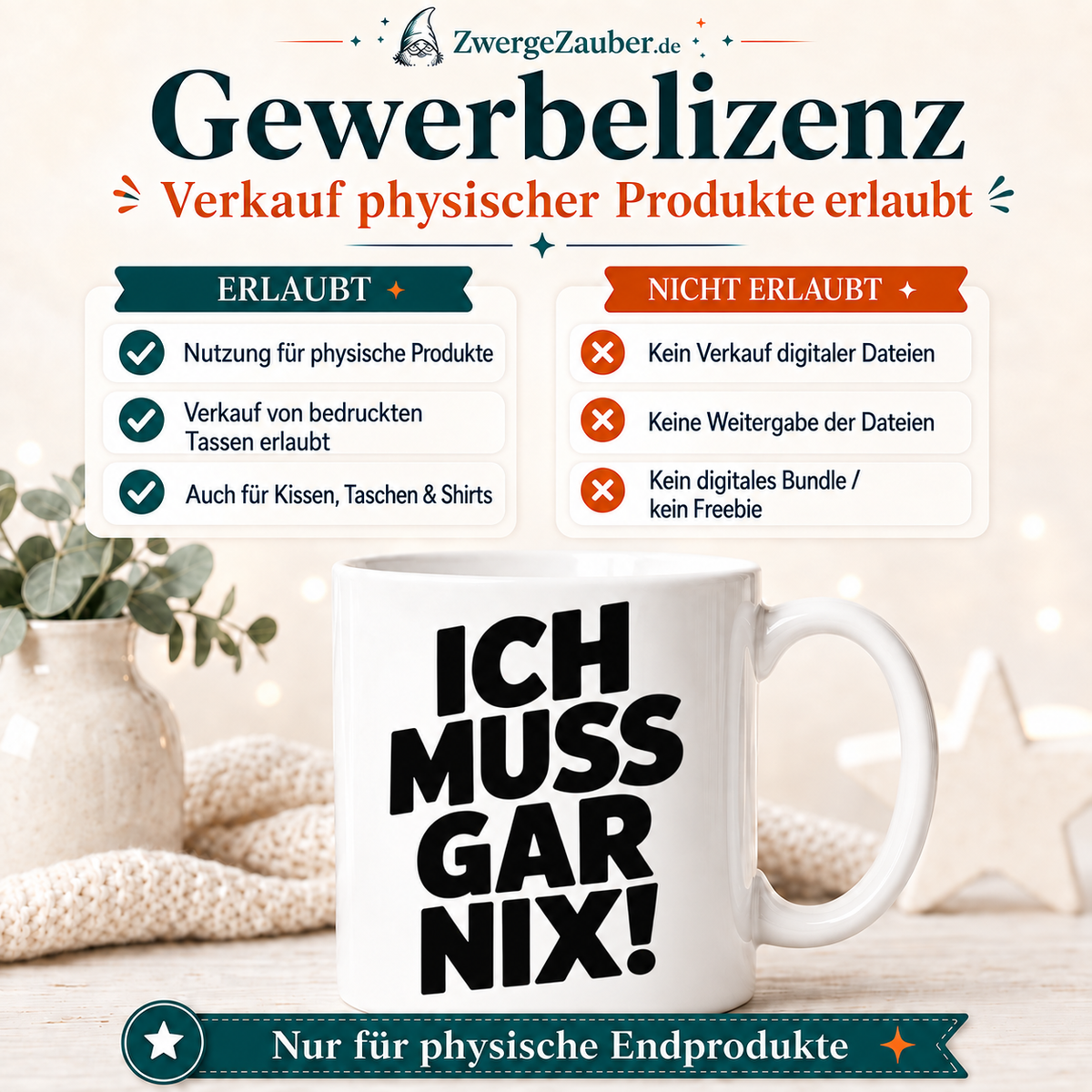 ZwergeZauber Tassendesign Ich muss gar nix – Verkaufsbild 4
