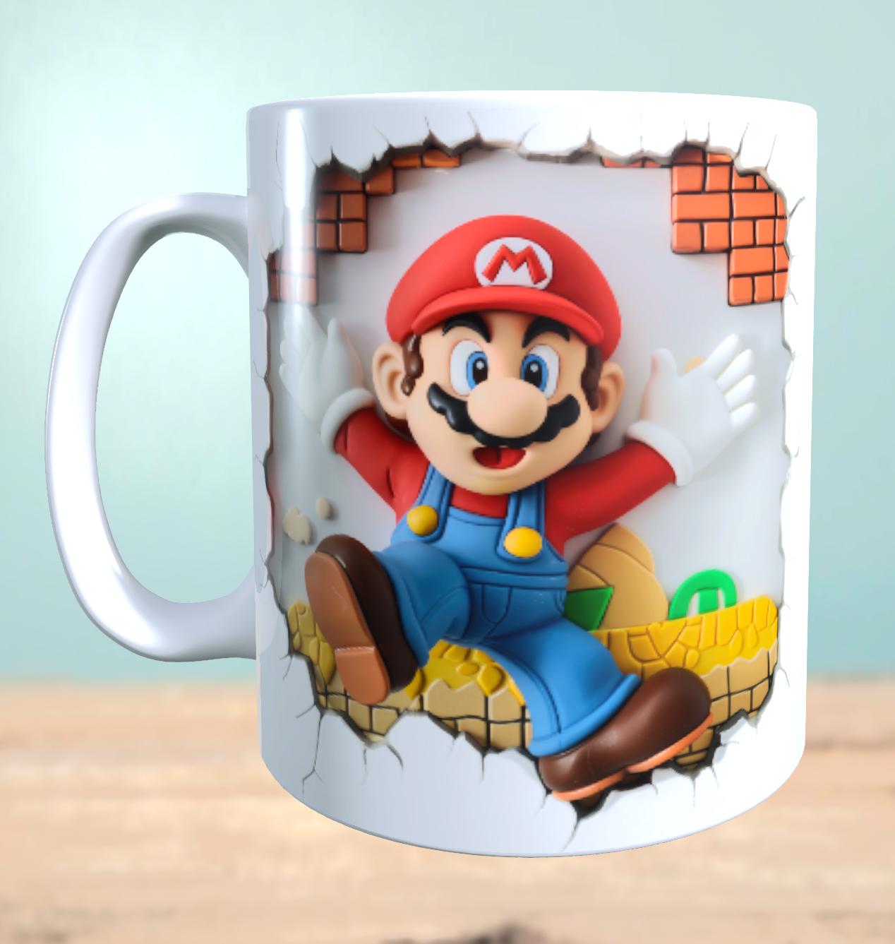 Tasse mit 3D-Effekt Super Mario Motiv 2 Sublimationsaufdruck, Tassengröße 11oz (330 ml), schönes Motiv, versch. Farben auswählbar