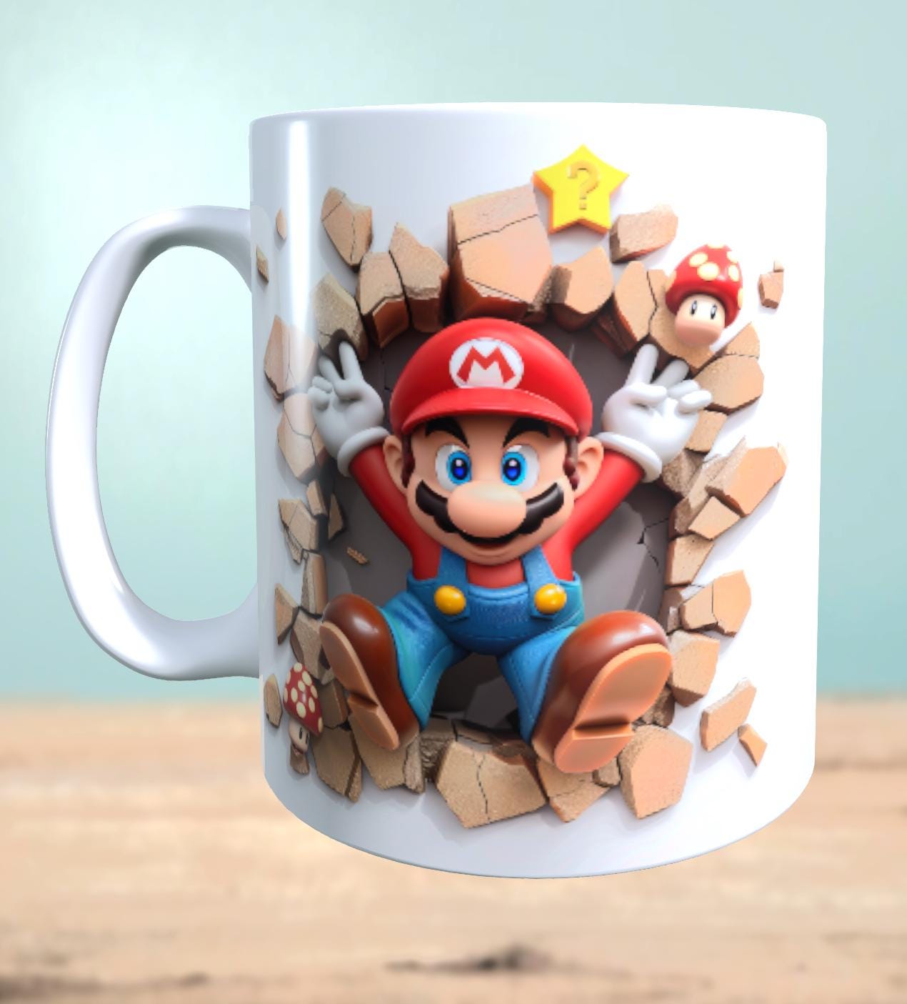 Mug with 3D effect Super Mario motif 3 sublimation print, cup size 11oz (330 ml), beautiful motif, various colors selectable