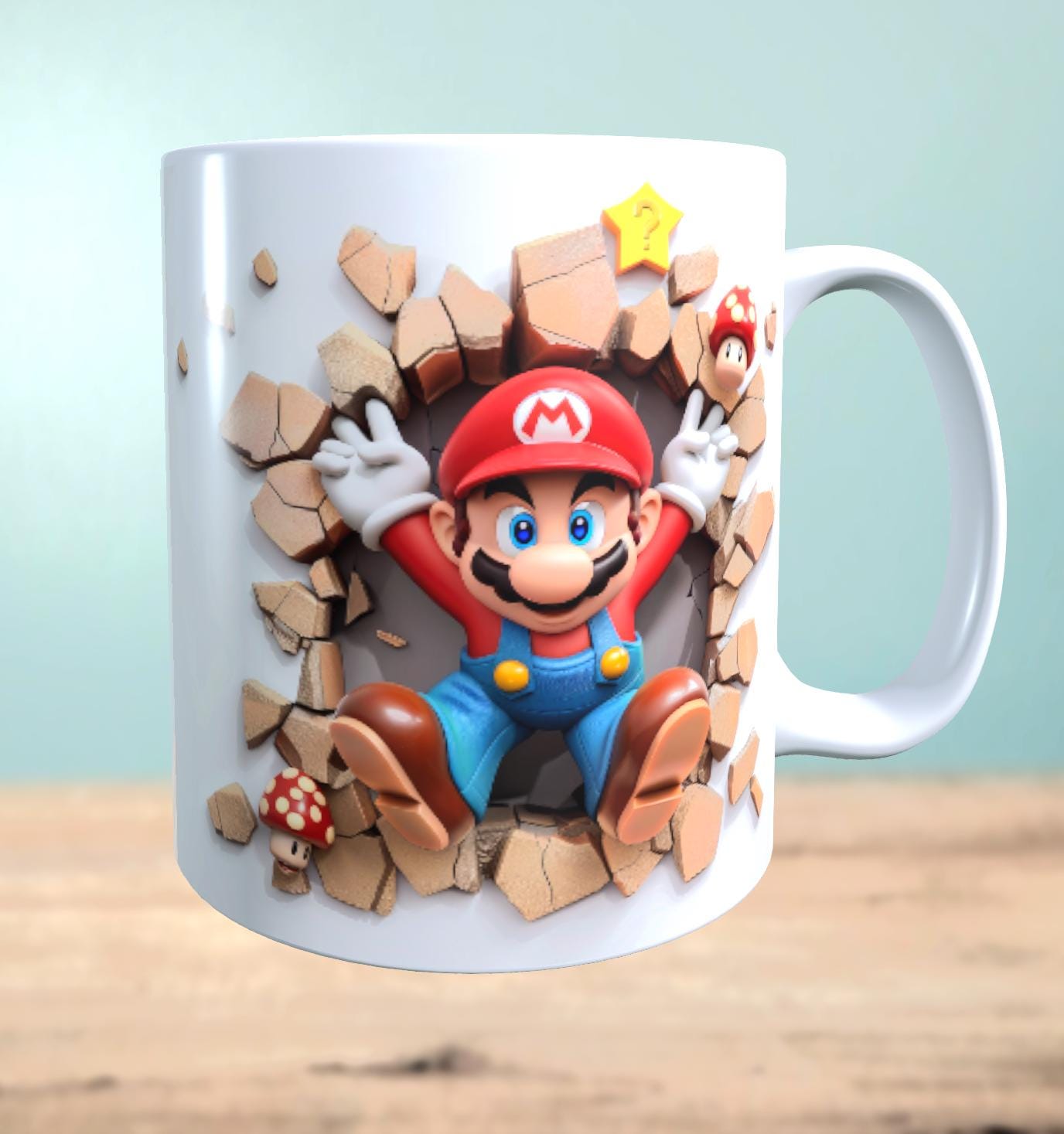 Mug with 3D effect Super Mario motif 3 sublimation print, cup size 11oz (330 ml), beautiful motif, various colors selectable