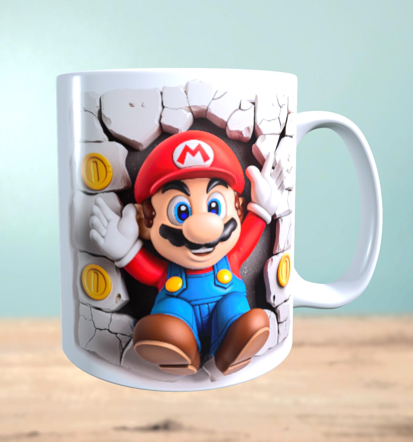 Tasse mit 3D-Effekt Super Mario Motiv 4 Sublimationsaufdruck, Tassengröße 11oz (330 ml), schönes Motiv, versch. Farben auswählbar