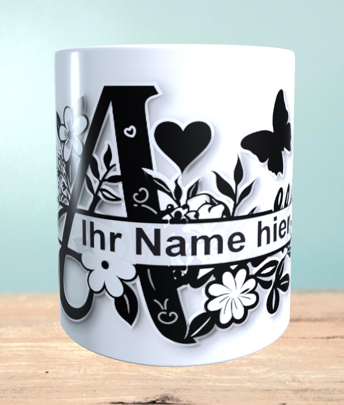 Printed mug, personalized with your own name, individual gift