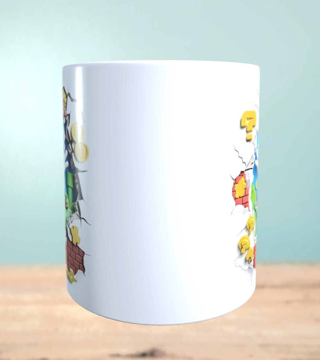 Tasse mit 3D-Effekt Super Mario Motiv 1 Sublimationsaufdruck, Tassengröße 11oz (330 ml), schönes Motiv, versch. Farben auswählbar