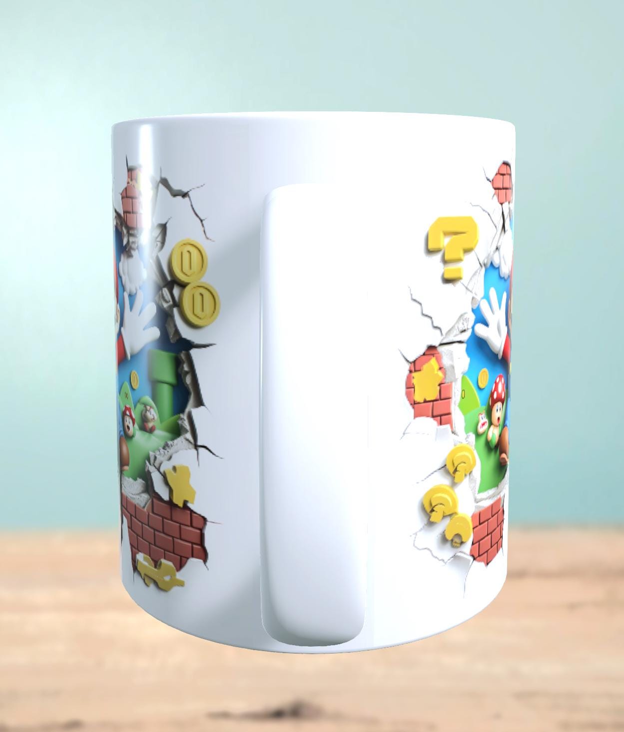 Tasse mit 3D-Effekt Super Mario Motiv 1 Sublimationsaufdruck, Tassengröße 11oz (330 ml), schönes Motiv, versch. Farben auswählbar