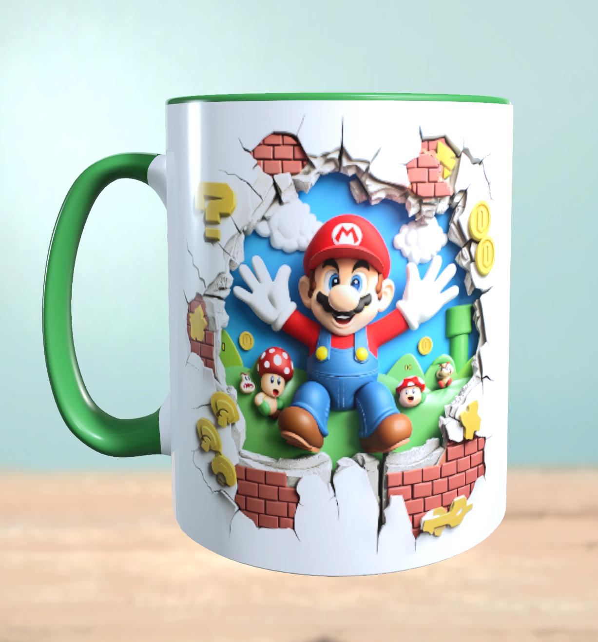 Tasse mit 3D-Effekt Super Mario Motiv 1 Sublimationsaufdruck, Tassengröße 11oz (330 ml), schönes Motiv, versch. Farben auswählbar