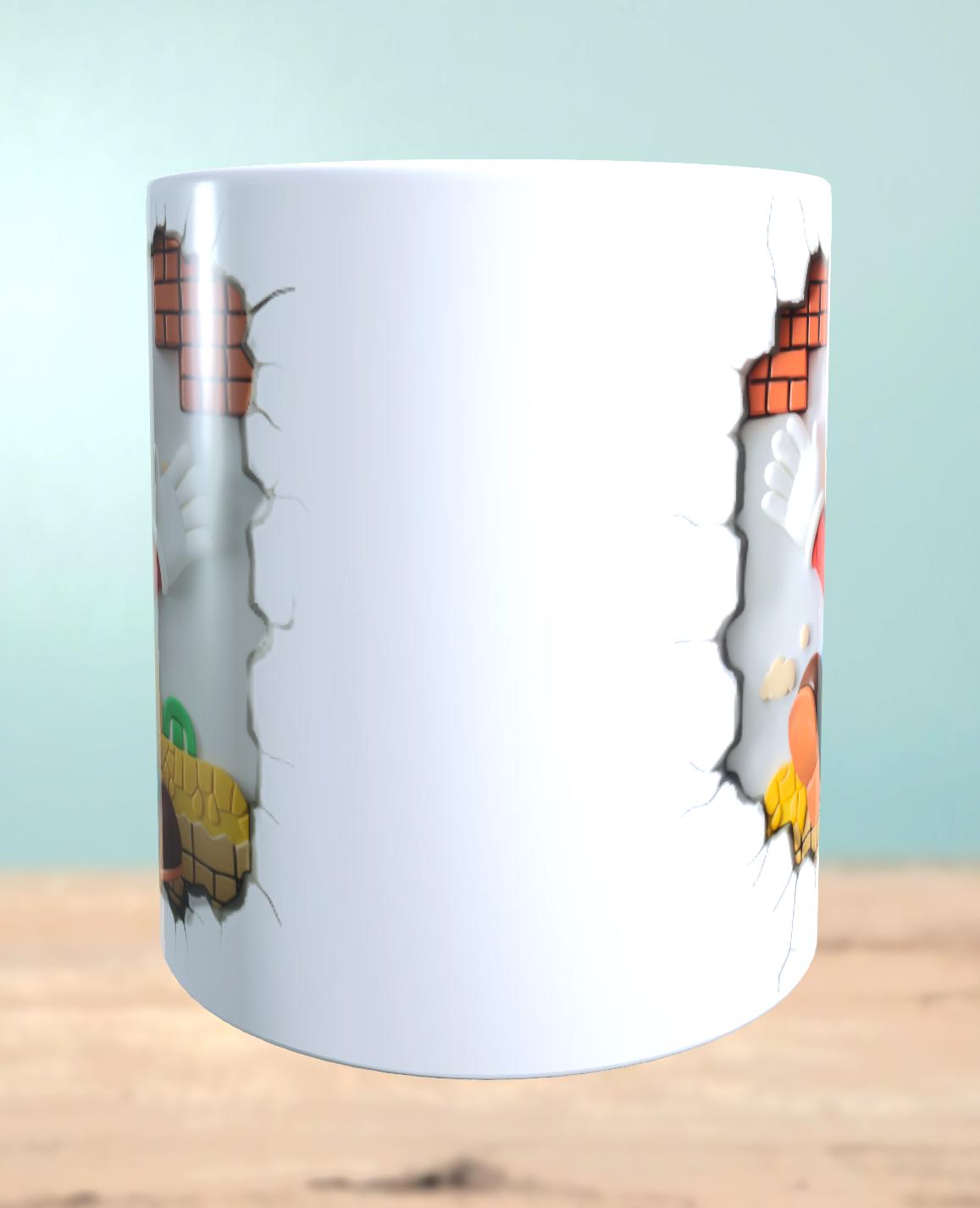 Tasse mit 3D-Effekt Super Mario Motiv 2 Sublimationsaufdruck, Tassengröße 11oz (330 ml), schönes Motiv, versch. Farben auswählbar