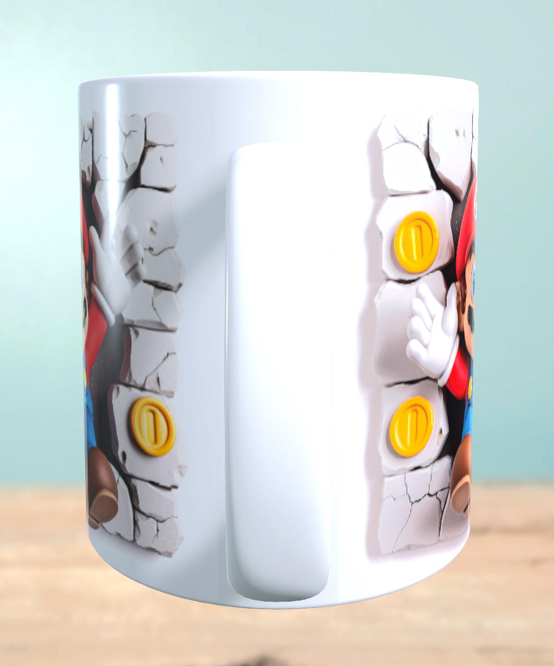 Tasse mit 3D-Effekt Super Mario Motiv 4 Sublimationsaufdruck, Tassengröße 11oz (330 ml), schönes Motiv, versch. Farben auswählbar