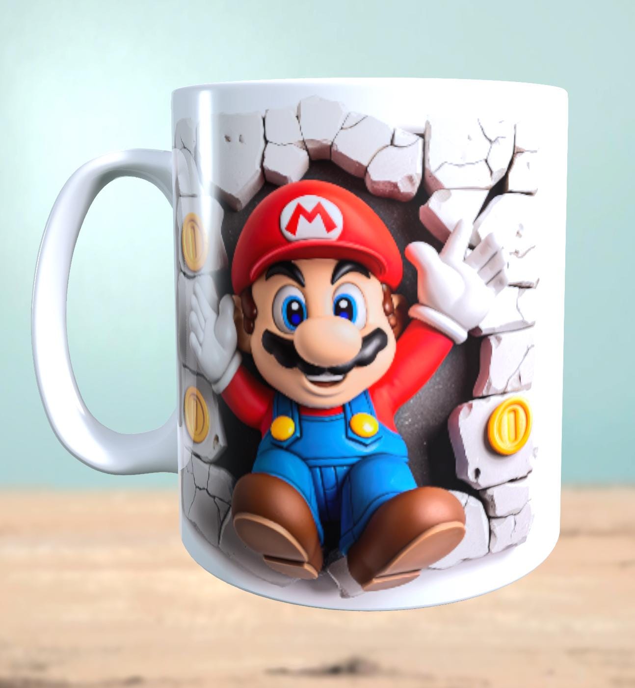 Tasse mit 3D-Effekt Super Mario Motiv 4 Sublimationsaufdruck, Tassengröße 11oz (330 ml), schönes Motiv, versch. Farben auswählbar