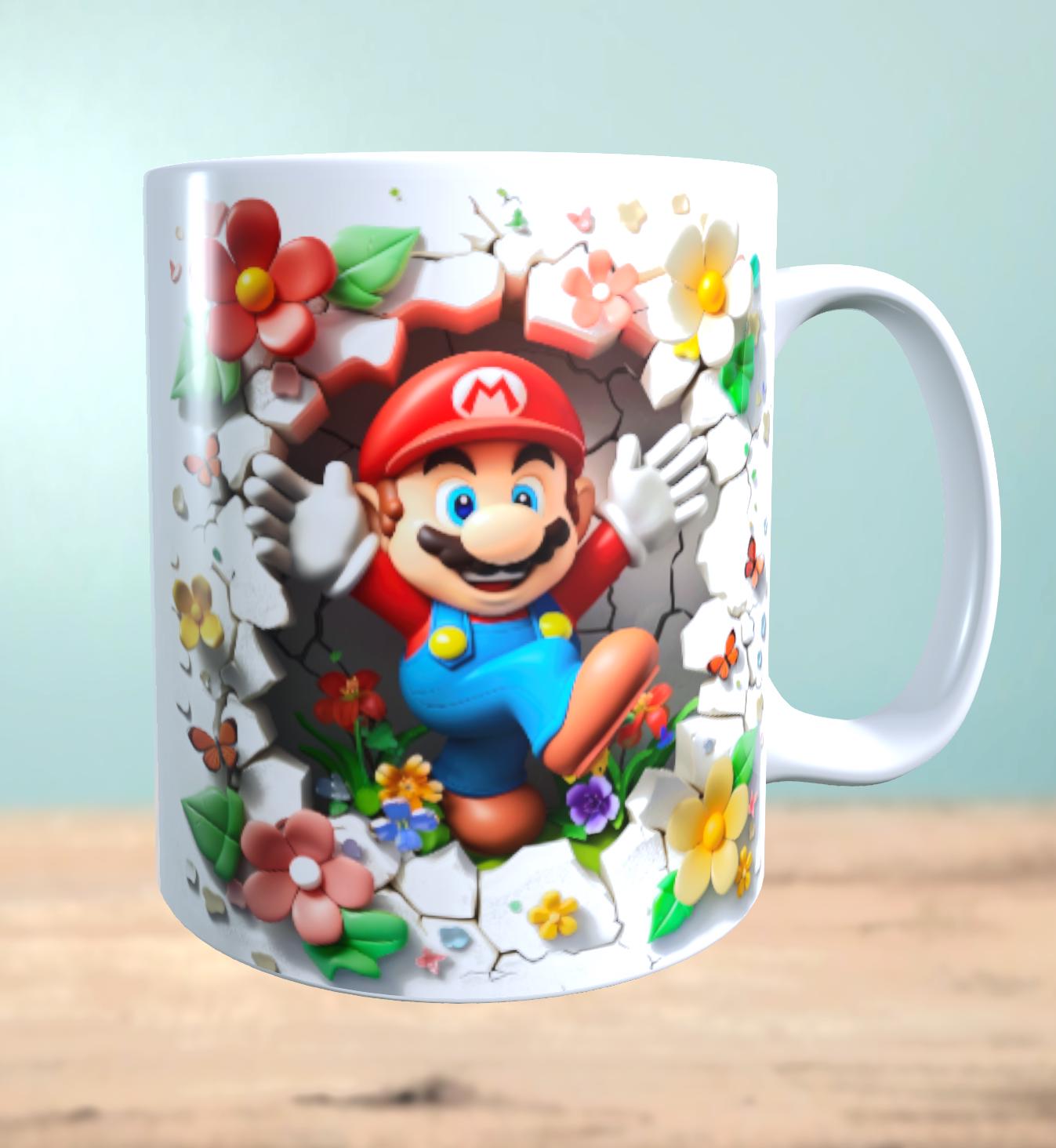 Tasse mit 3D-Effekt Super Mario Motiv 5 Sublimationsaufdruck, Tassengröße 11oz (330 ml), schönes Motiv, versch. Farben auswählbar