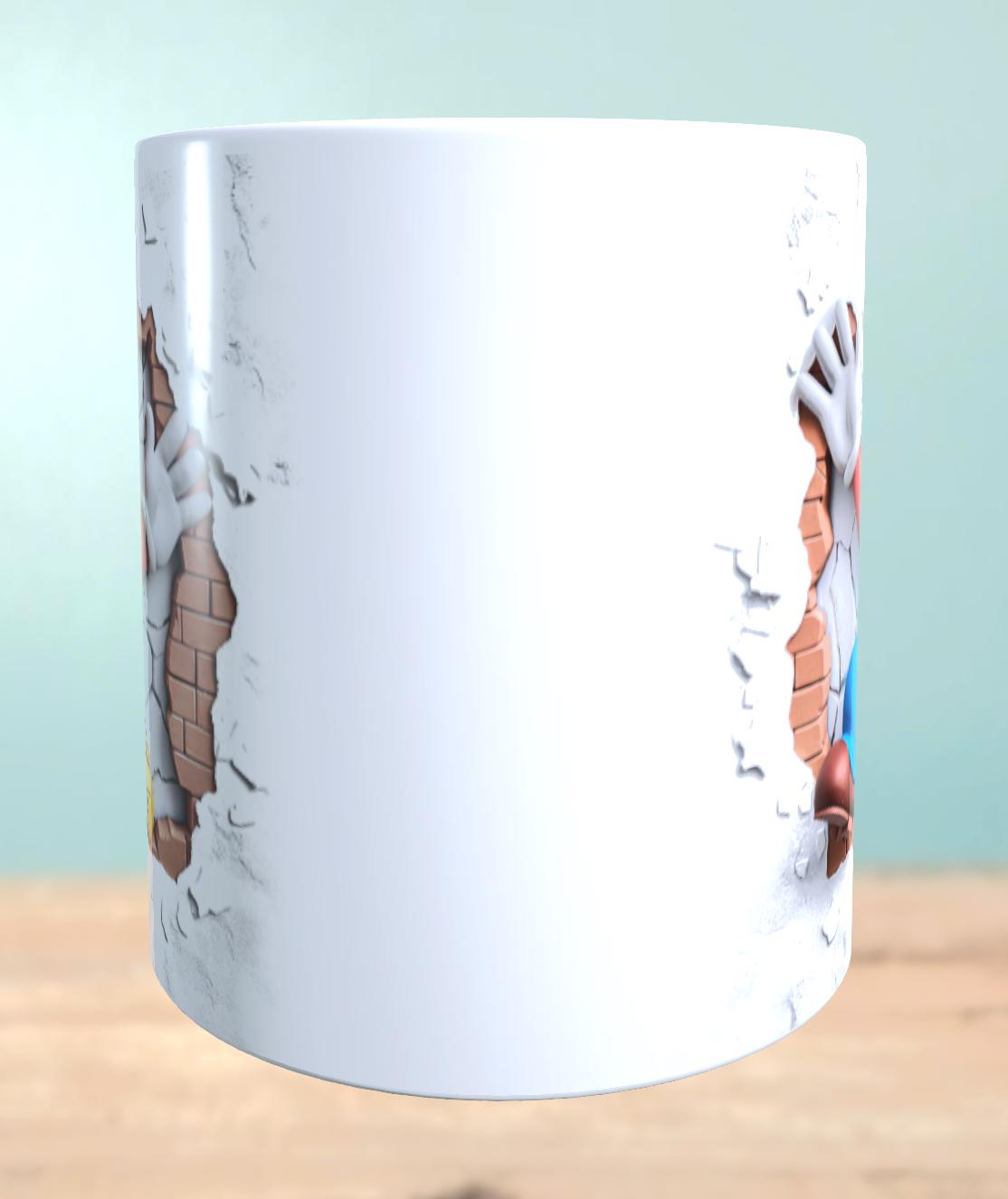 Tasse mit 3D-Effekt Super Mario Motiv 6 Sublimationsaufdruck, Tassengröße 11oz (330 ml), schönes Motiv, versch. Farben auswählbar