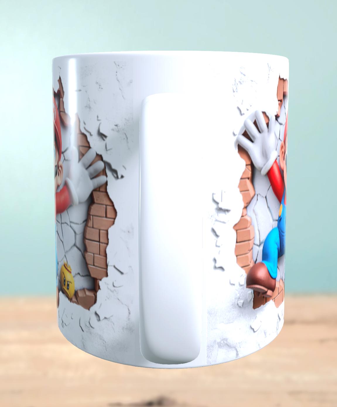 Tasse mit 3D-Effekt Super Mario Motiv 6 Sublimationsaufdruck, Tassengröße 11oz (330 ml), schönes Motiv, versch. Farben auswählbar