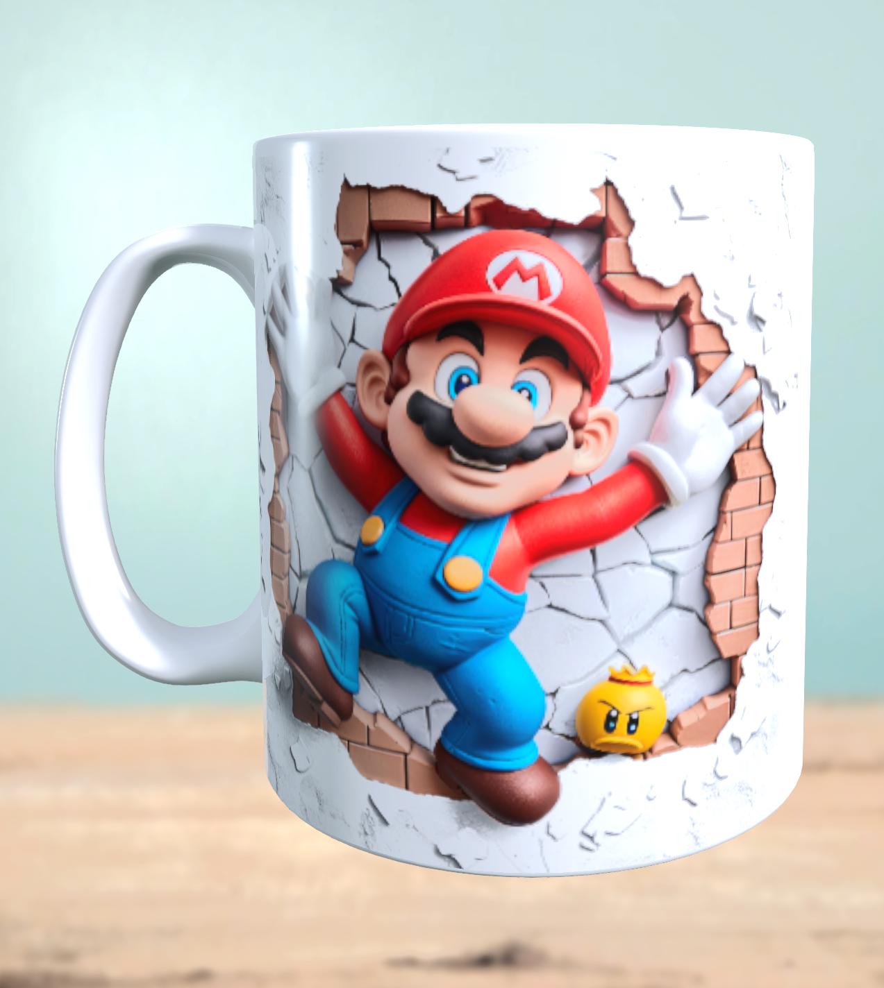 Tasse mit 3D-Effekt Super Mario Motiv 6 Sublimationsaufdruck, Tassengröße 11oz (330 ml), schönes Motiv, versch. Farben auswählbar