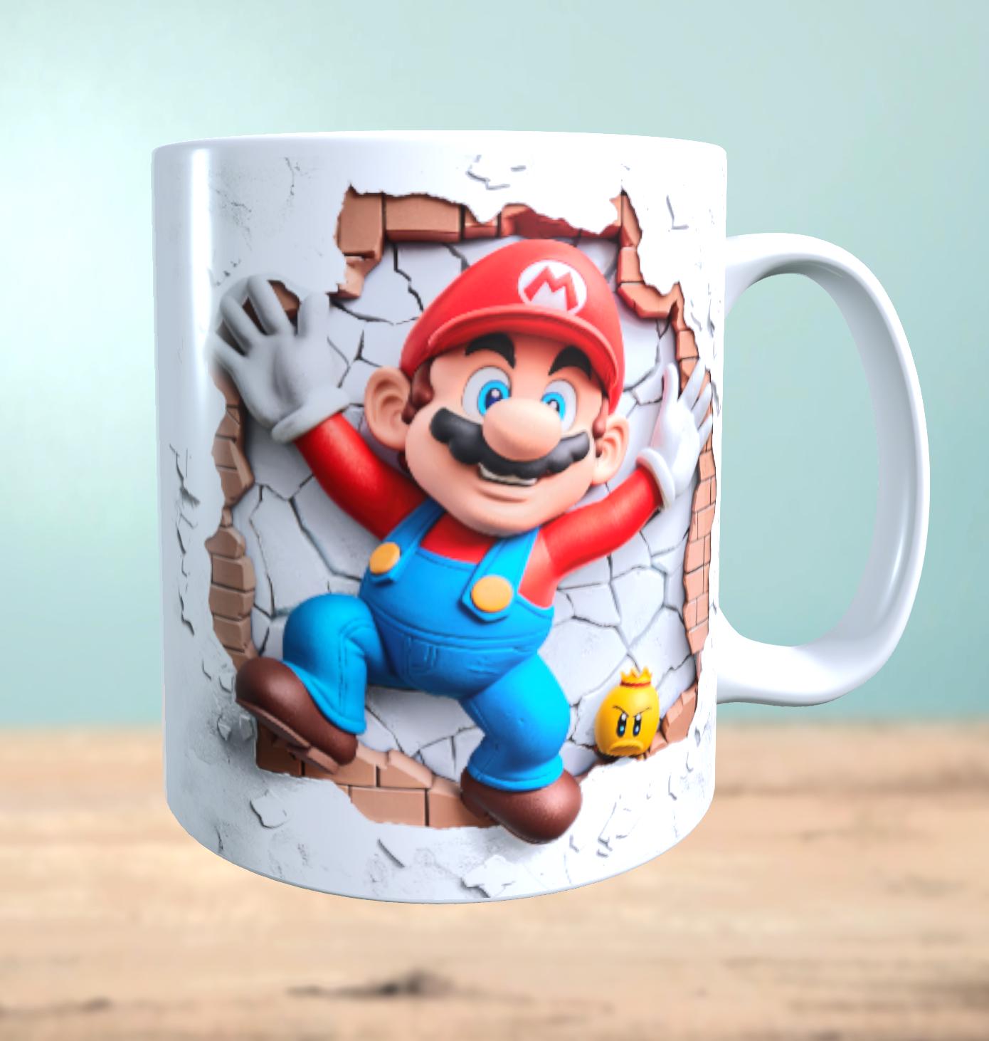 Tasse mit 3D-Effekt Super Mario Motiv 6 Sublimationsaufdruck, Tassengröße 11oz (330 ml), schönes Motiv, versch. Farben auswählbar