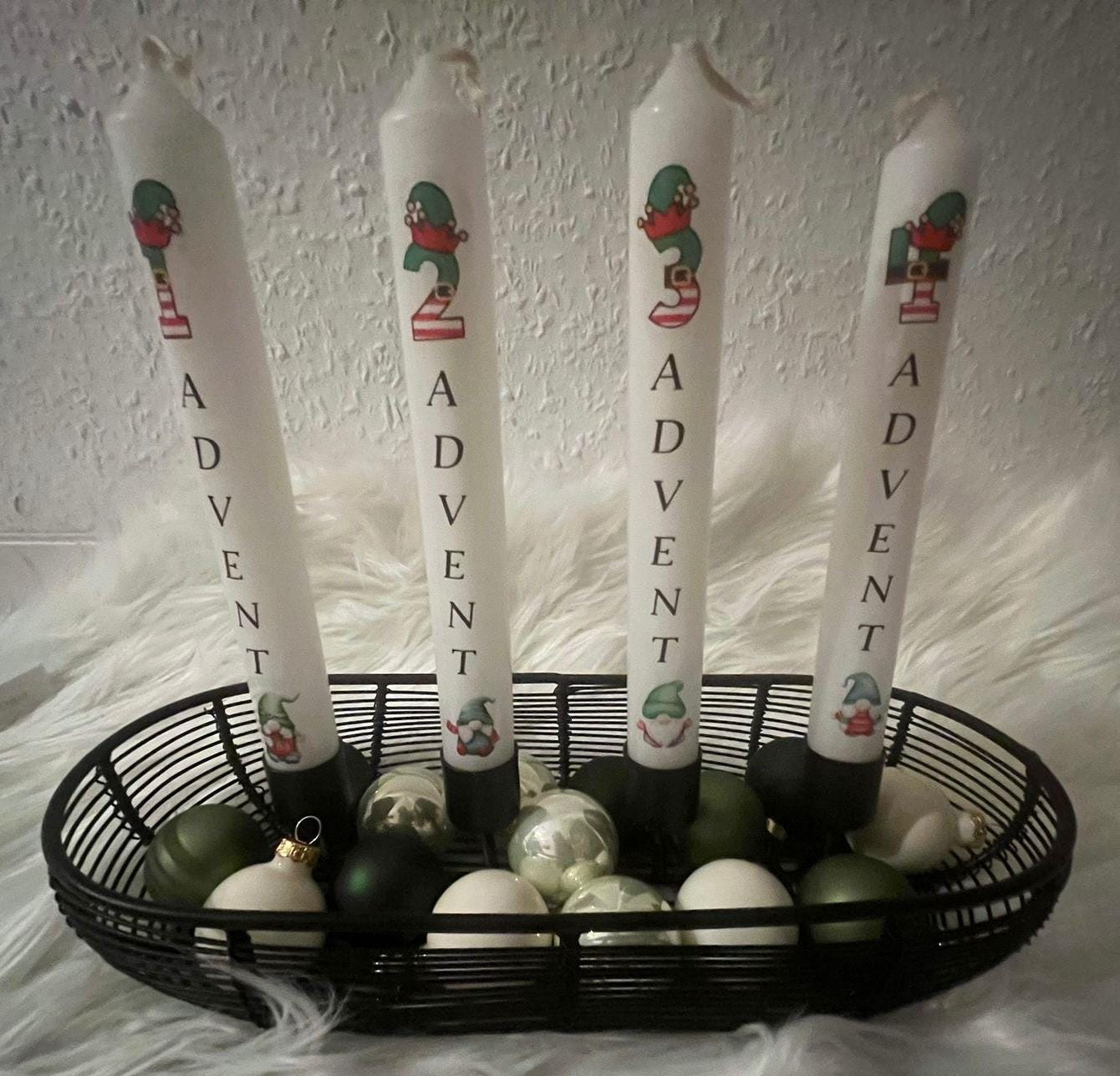Adventskerze Tafelkerze bedruckt, Weihnachtskerze, Kerze mit Aufdruck, Deko Kerze, Geschenkidee