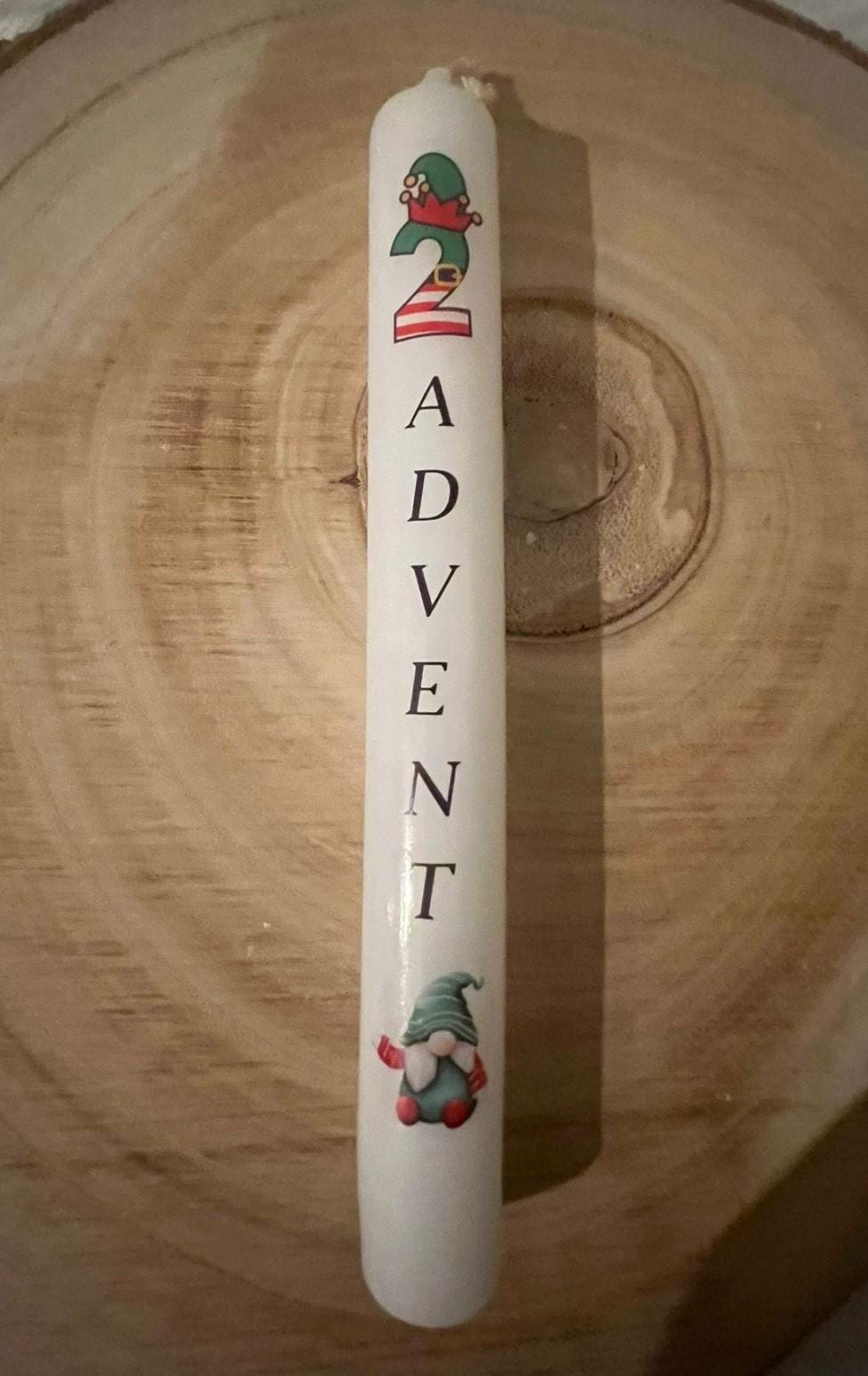 Adventskerze Tafelkerze bedruckt, Weihnachtskerze, Kerze mit Aufdruck, Deko Kerze, Geschenkidee