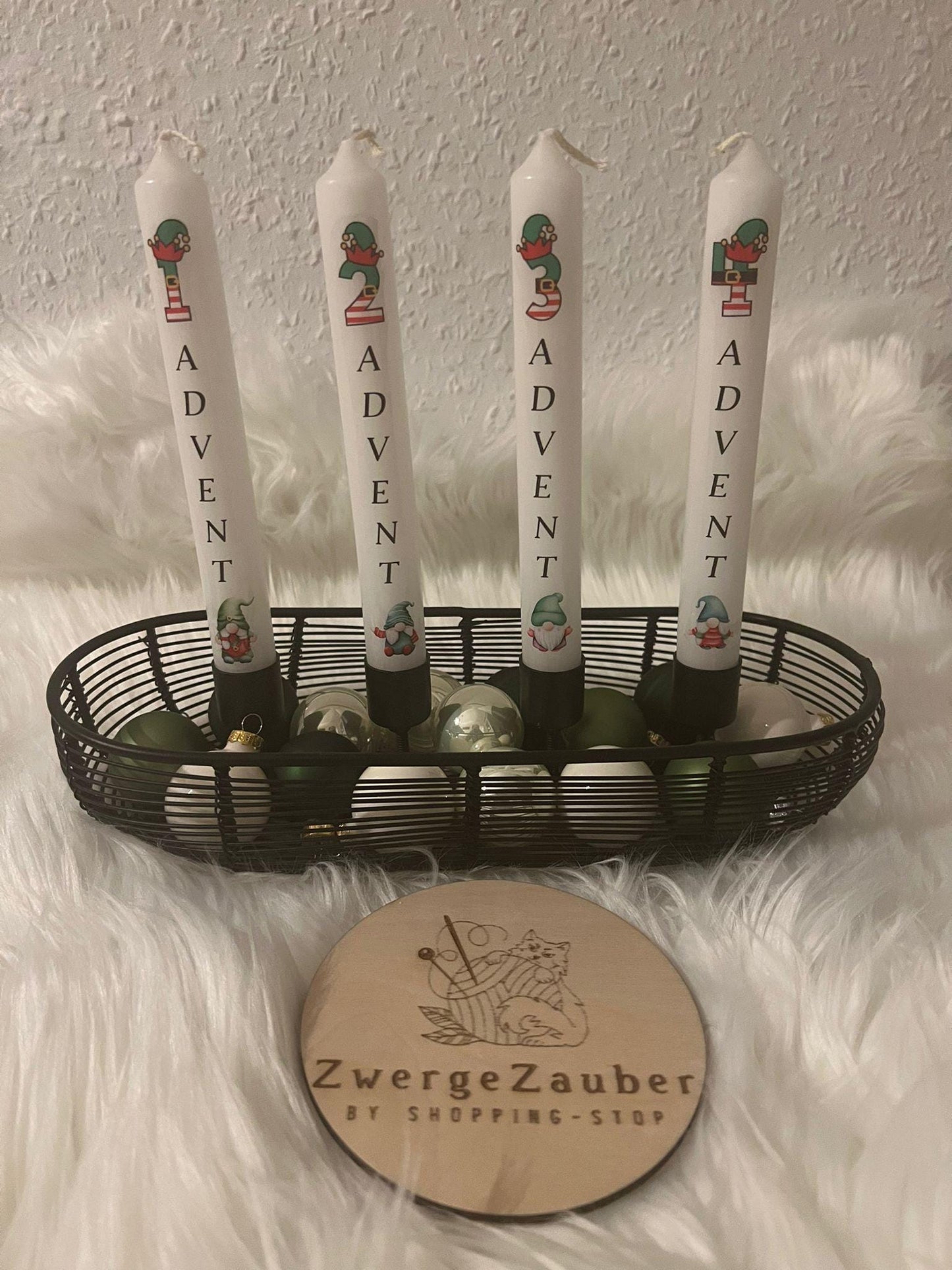 Adventskerze Tafelkerze bedruckt, Weihnachtskerze, Kerze mit Aufdruck, Deko Kerze, Geschenkidee
