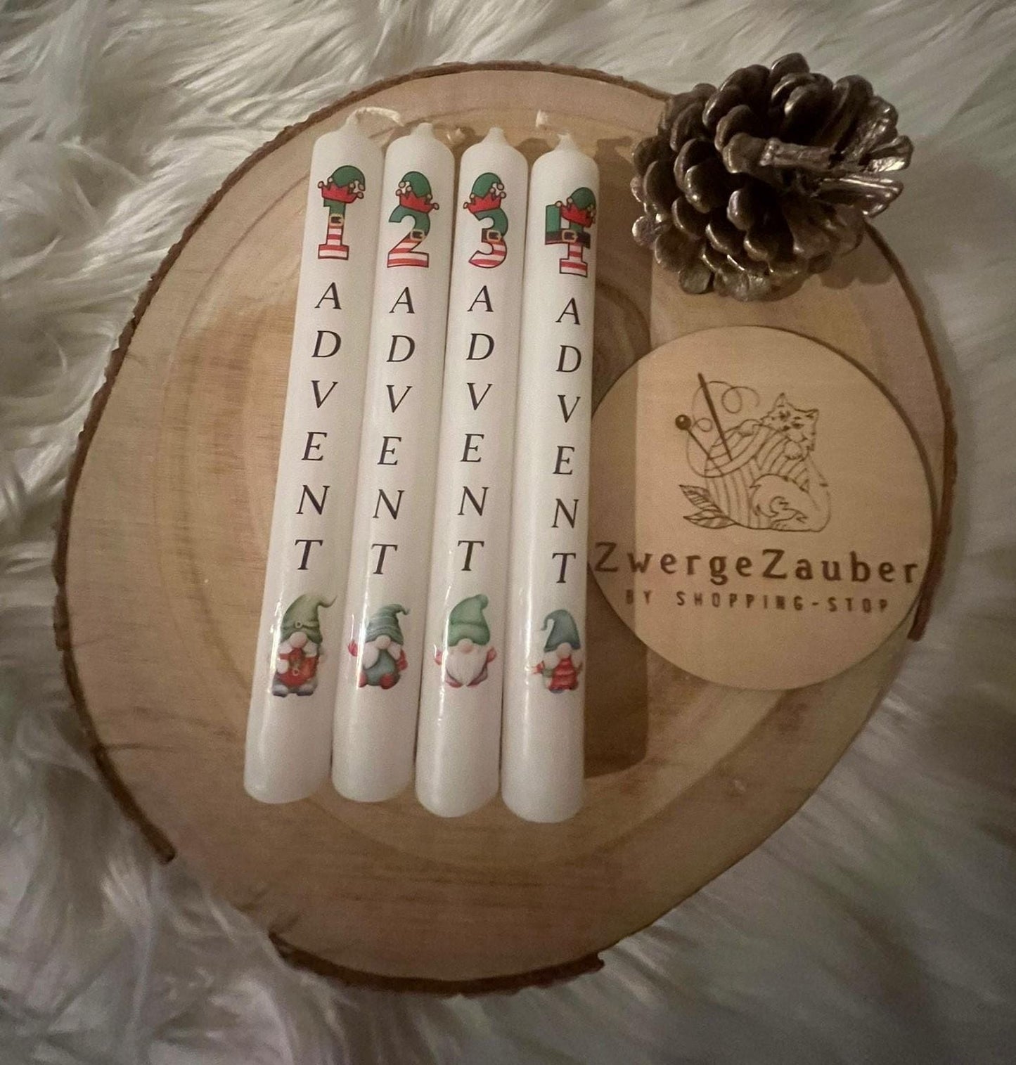 Adventskerze Tafelkerze bedruckt, Weihnachtskerze, Kerze mit Aufdruck, Deko Kerze, Geschenkidee
