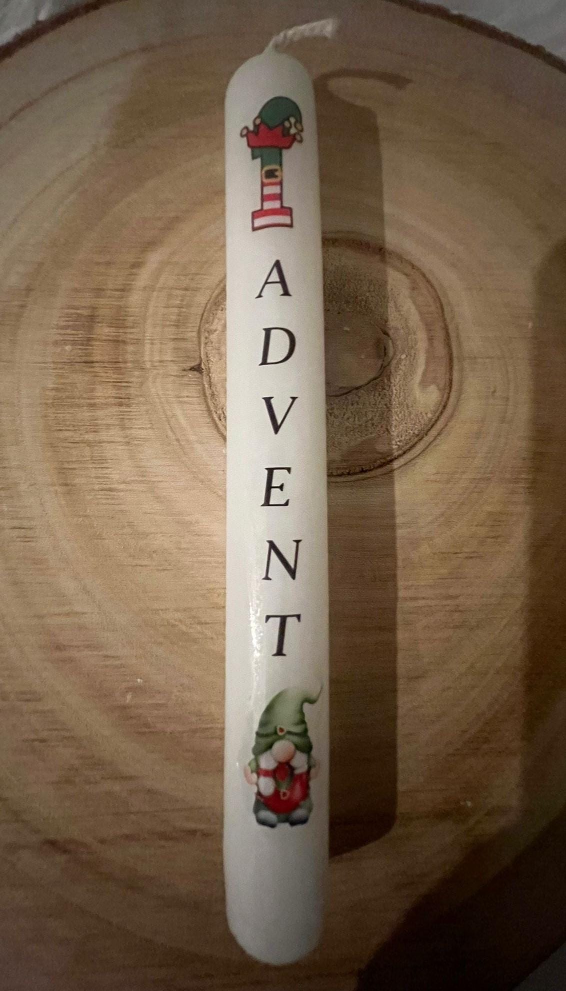 Adventskerze Tafelkerze bedruckt, Weihnachtskerze, Kerze mit Aufdruck, Deko Kerze, Geschenkidee