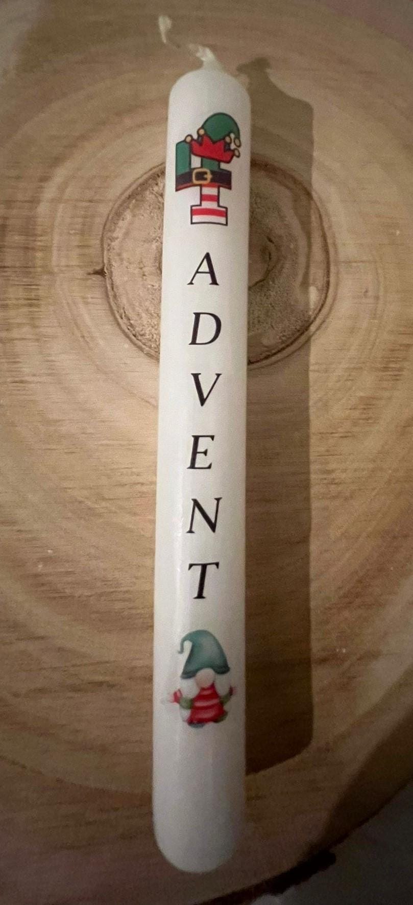 Adventskerze Tafelkerze bedruckt, Weihnachtskerze, Kerze mit Aufdruck, Deko Kerze, Geschenkidee