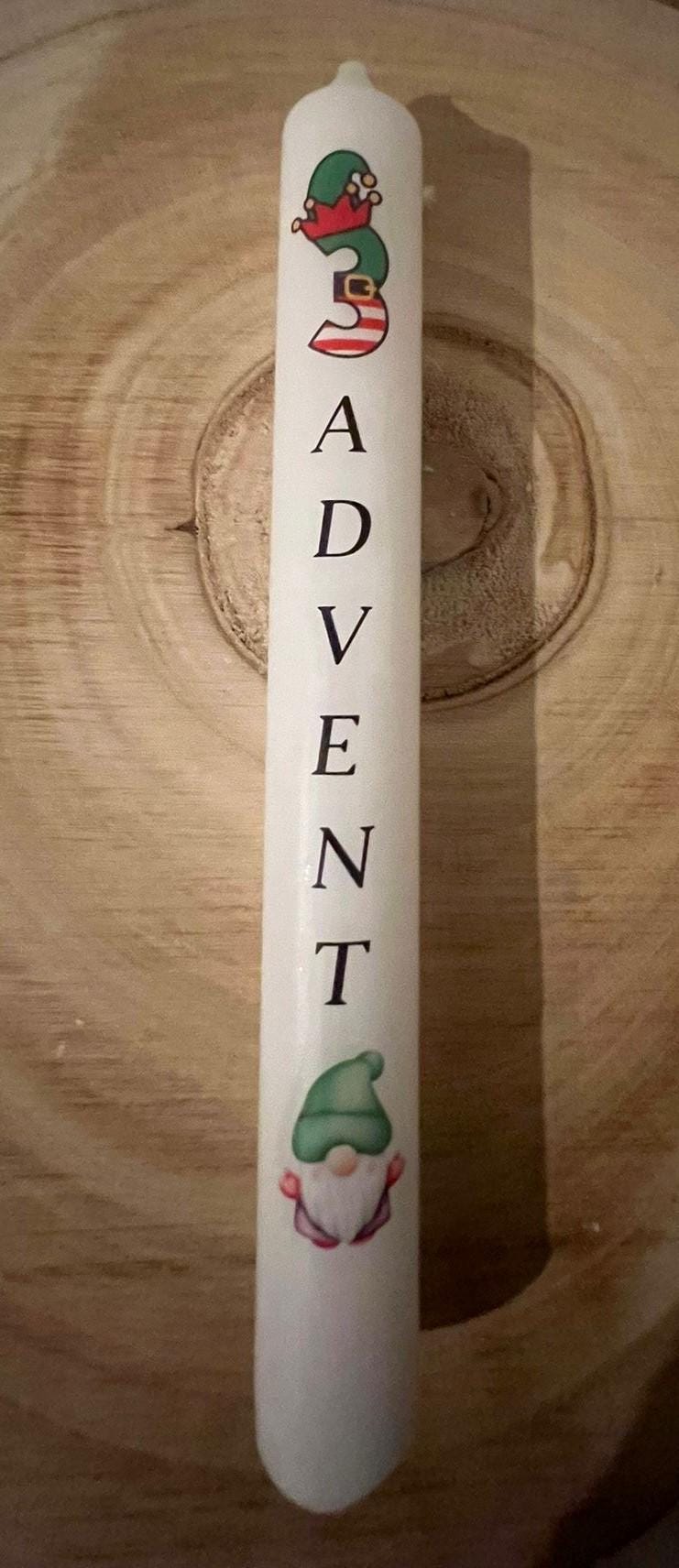 Adventskerze Tafelkerze bedruckt, Weihnachtskerze, Kerze mit Aufdruck, Deko Kerze, Geschenkidee