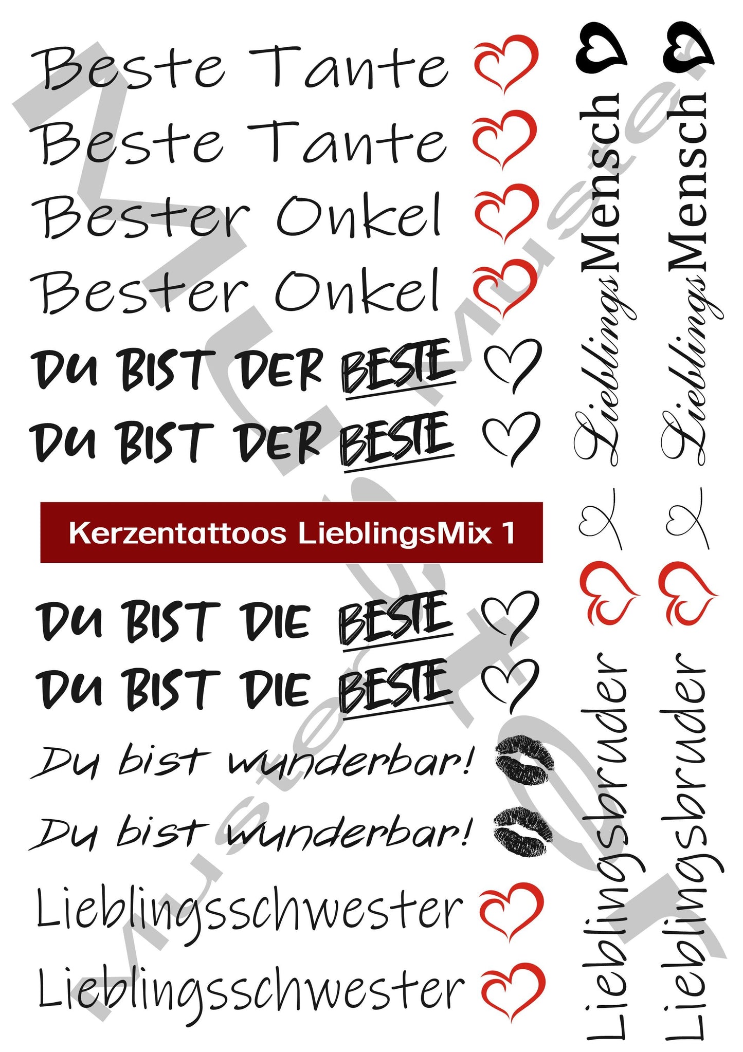 Kerzentattoo & Kerzensticker PDF Vorlage | Digitaler Download - LieblingsMix 1 - Kreativ Kerzen gestalten