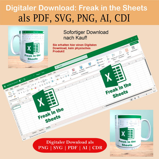 Freak in the Sheets Excel Template - Digital Download, Funny Mugs, Mockup Mugs, Coffee Mugs, Instant Print and Create Mug
