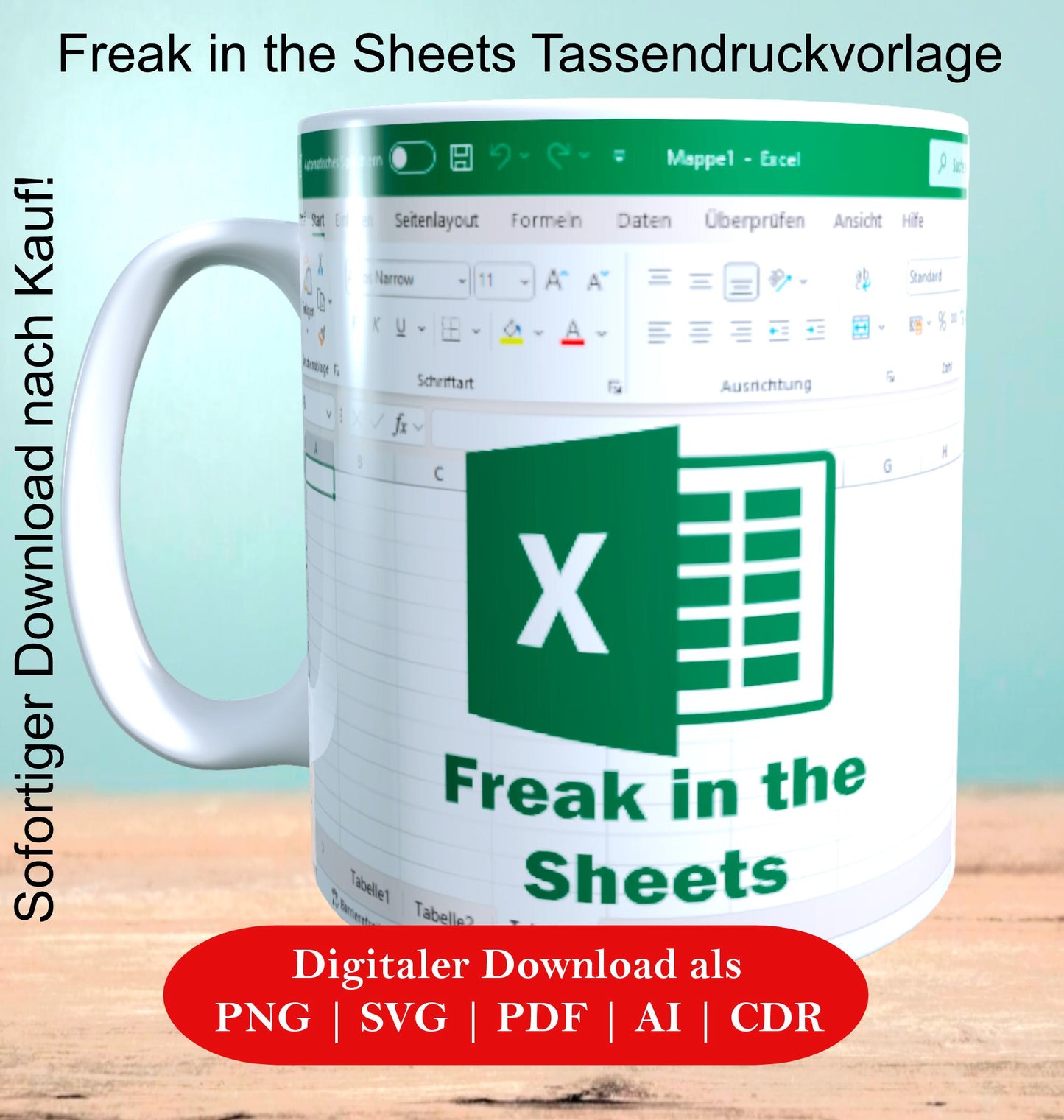 Freak in the Sheets Excel Template - Digital Download, Funny Mugs, Mockup Mugs, Coffee Mugs, Instant Print and Create Mug