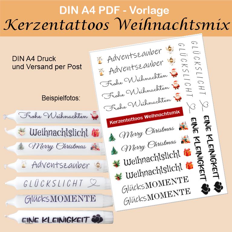 Kerzentattoos - DIN A4 Kerzenfolie mit festlichen und lustigen Sprüchen | Perfekte Deko für jeden Anlass | verschiedene Folien auswählbar