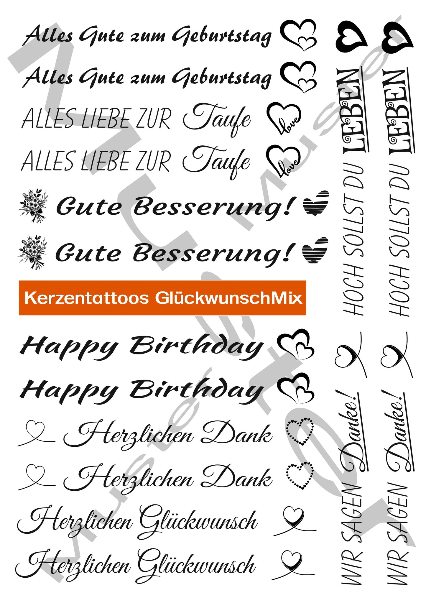 Candle tattoo & candle sticker PDF template | Digital download - GlückwunschMix - Creative candle design