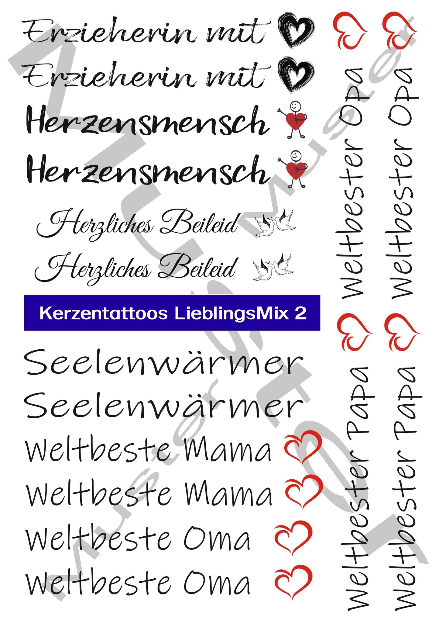 Kerzentattoo & Kerzensticker PDF Vorlage | Digitaler Download - LieblingsMix 2 - Kreativ Kerzen gestalten