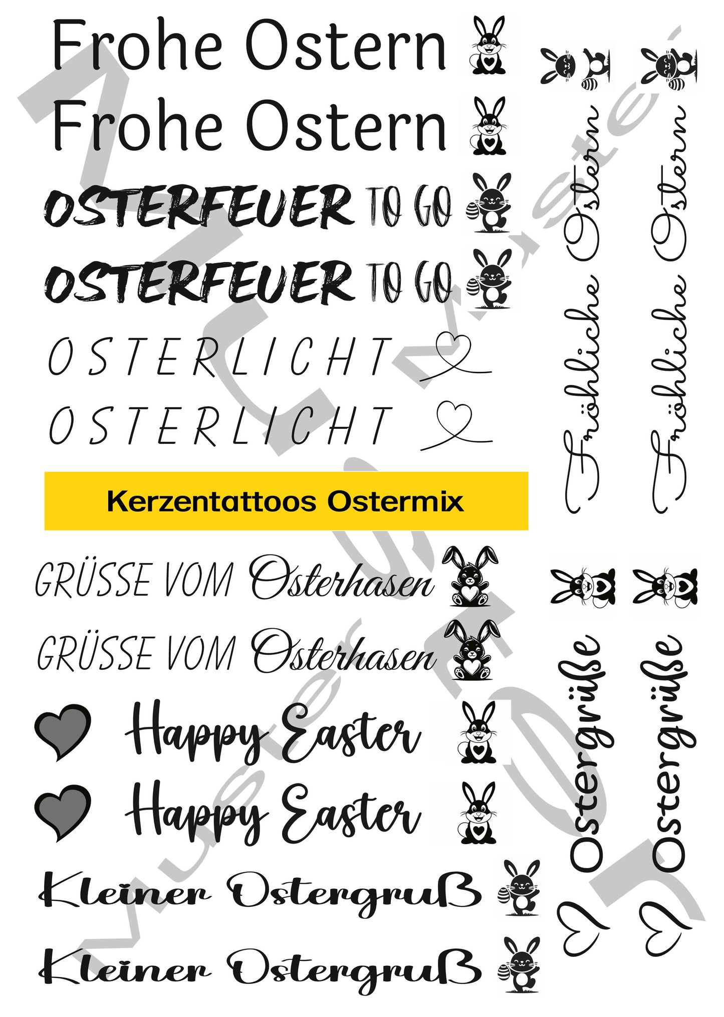 Kerzentattoo & Kerzensticker PDF Vorlage | Digitaler Download - OsterMix -Kreativ Kerzen gestalten