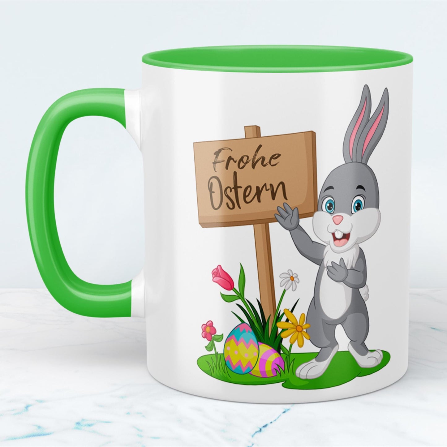Bunte Ostereier und Kaffeegenuss Frohe Ostern Tasse, versch. Farben, Happy Easter