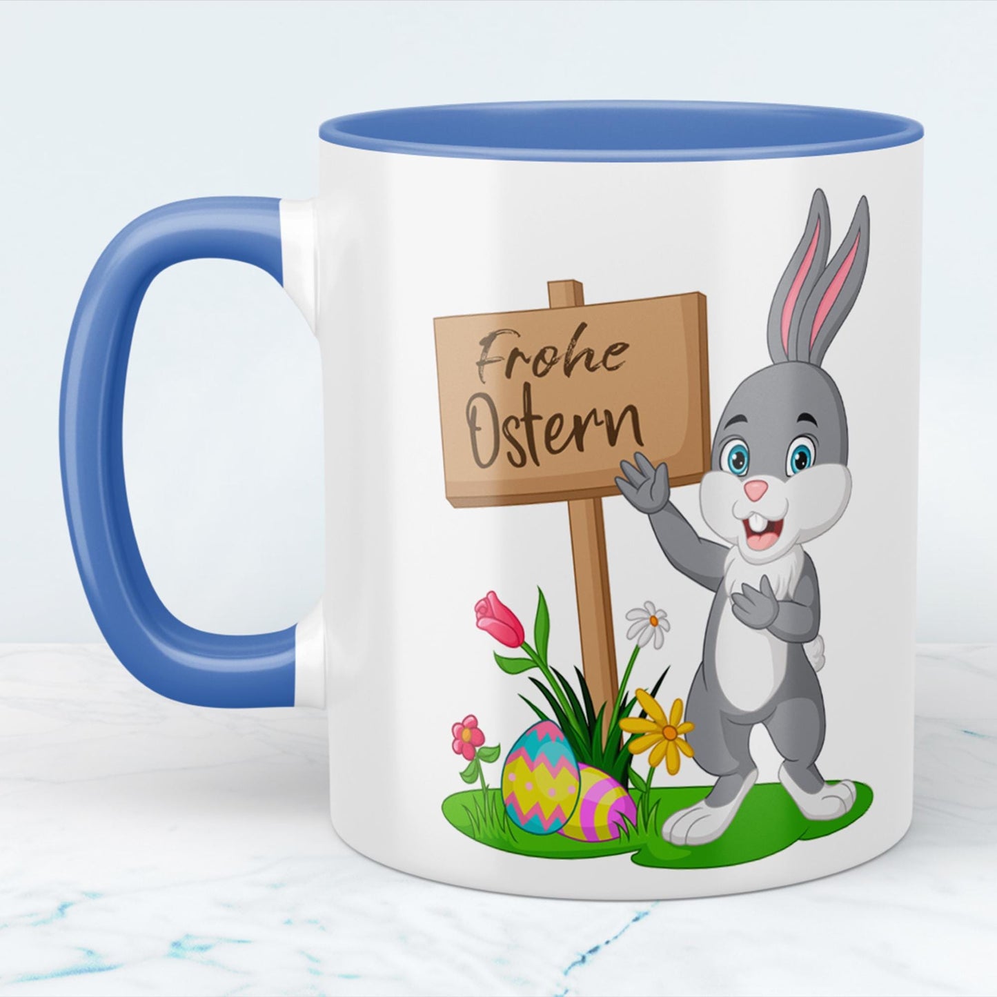 Bunte Ostereier und Kaffeegenuss Frohe Ostern Tasse, versch. Farben, Happy Easter