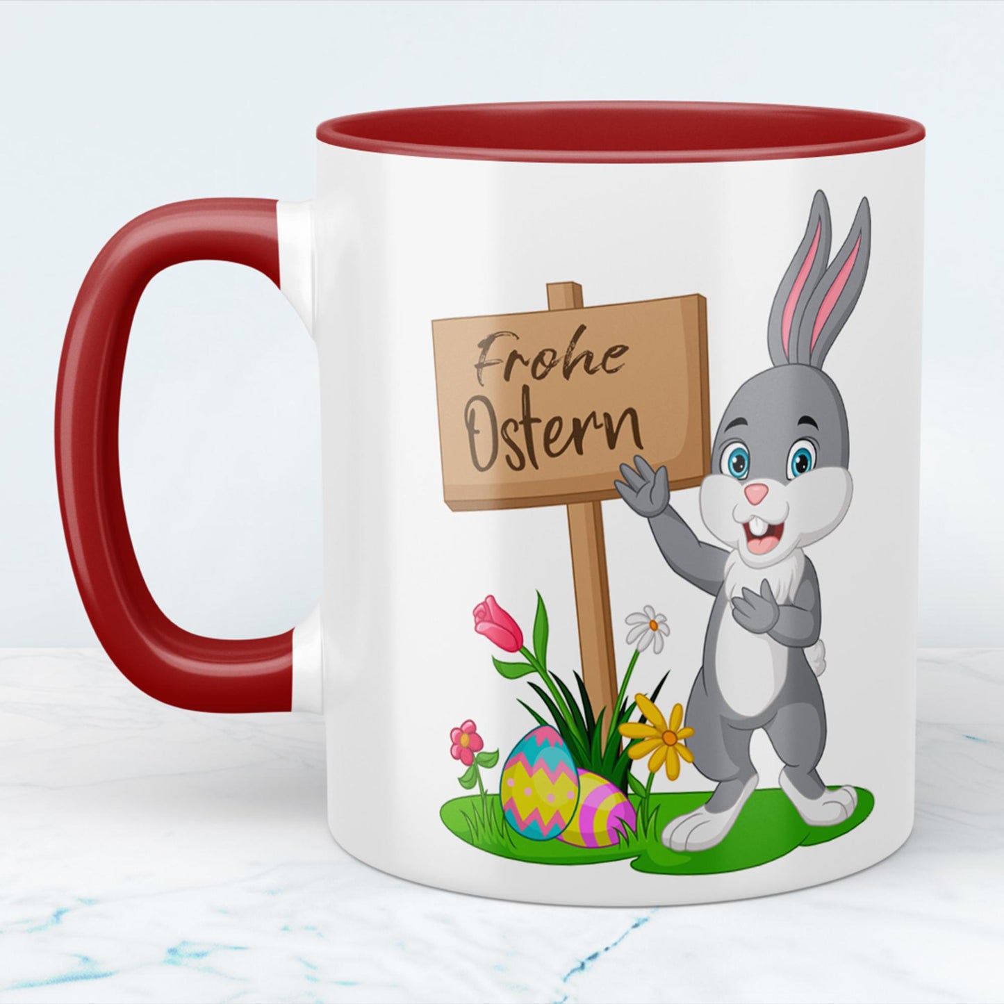 Bunte Ostereier und Kaffeegenuss Frohe Ostern Tasse, versch. Farben, Happy Easter