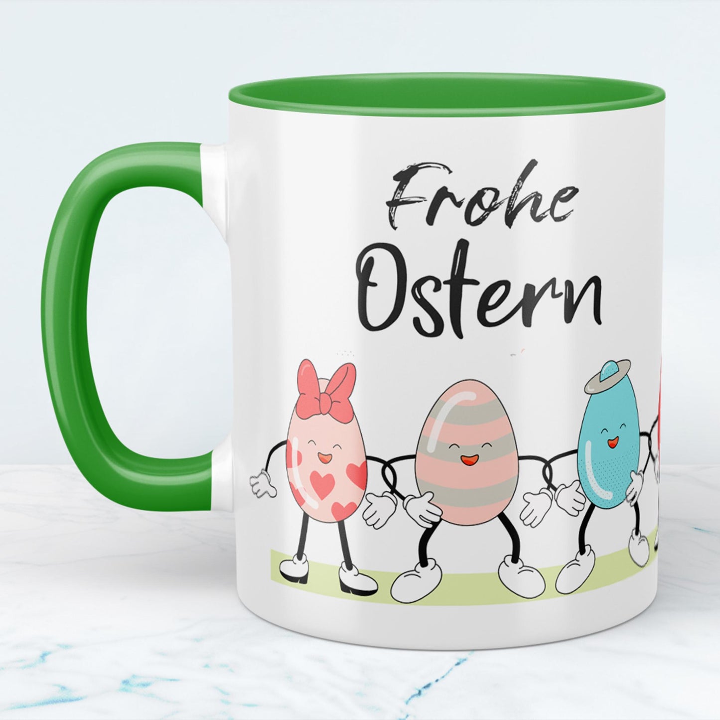 Frohe Ostern Keramik Tasse Für die perfekte Kaffeepause, versch. Farben, Happy Easter