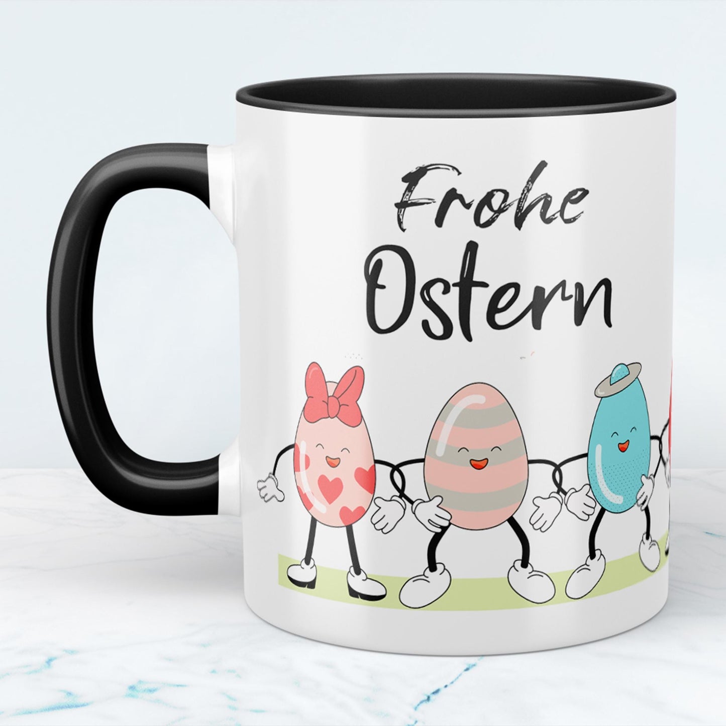 Frohe Ostern Keramik Tasse Für die perfekte Kaffeepause, versch. Farben, Happy Easter