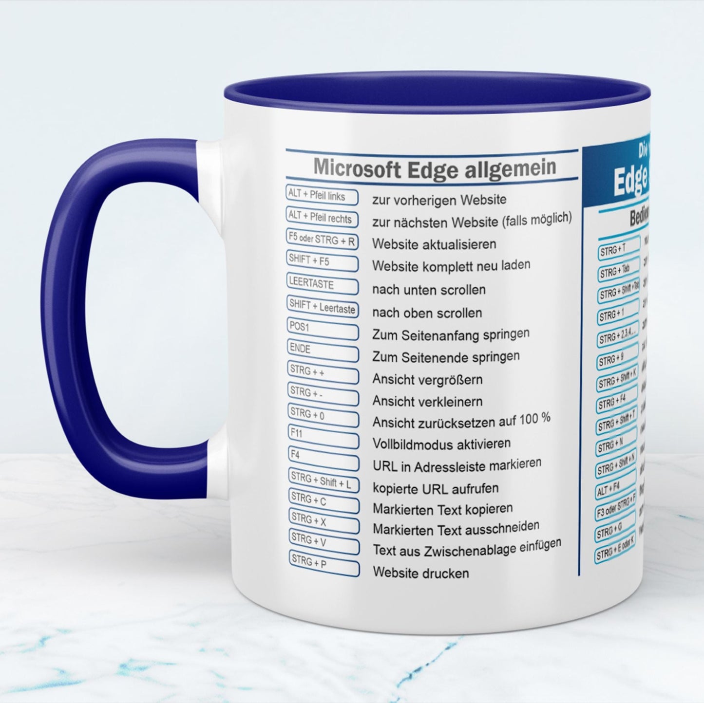 Microsoft Edge Kurzbefehle Tasse Perfektes Geschenk für Technikliebhaber und Produktivitätsfans Kaffeetasse mit praktischen Tipps