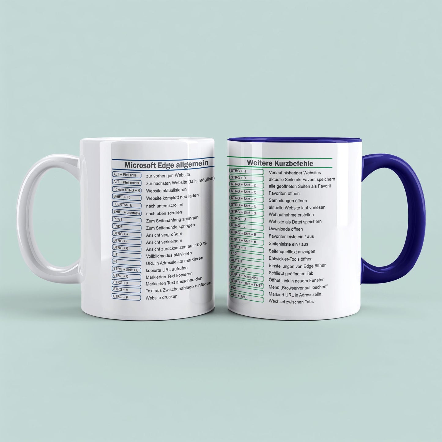 Microsoft Edge Kurzbefehle Tasse Perfektes Geschenk für Technikliebhaber und Produktivitätsfans Kaffeetasse mit praktischen Tipps