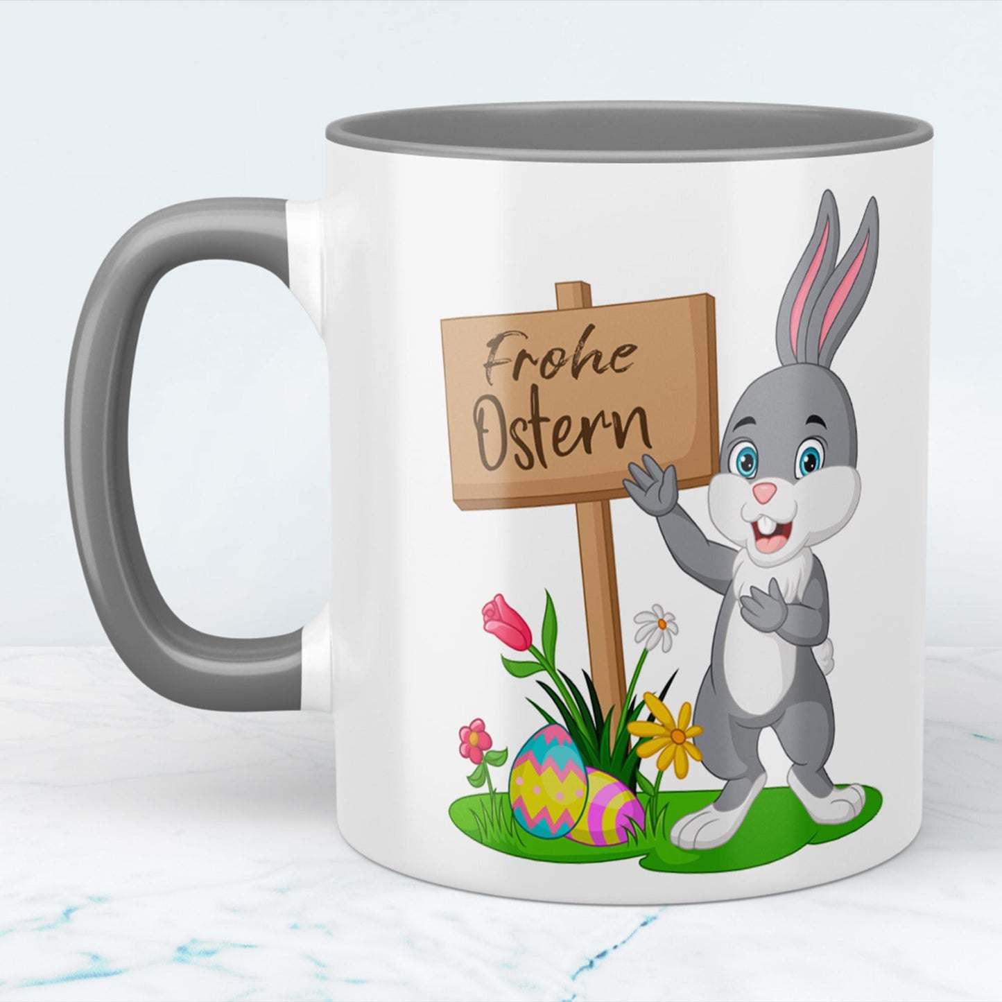 Bunte Ostereier und Kaffeegenuss Frohe Ostern Tasse, versch. Farben, Happy Easter