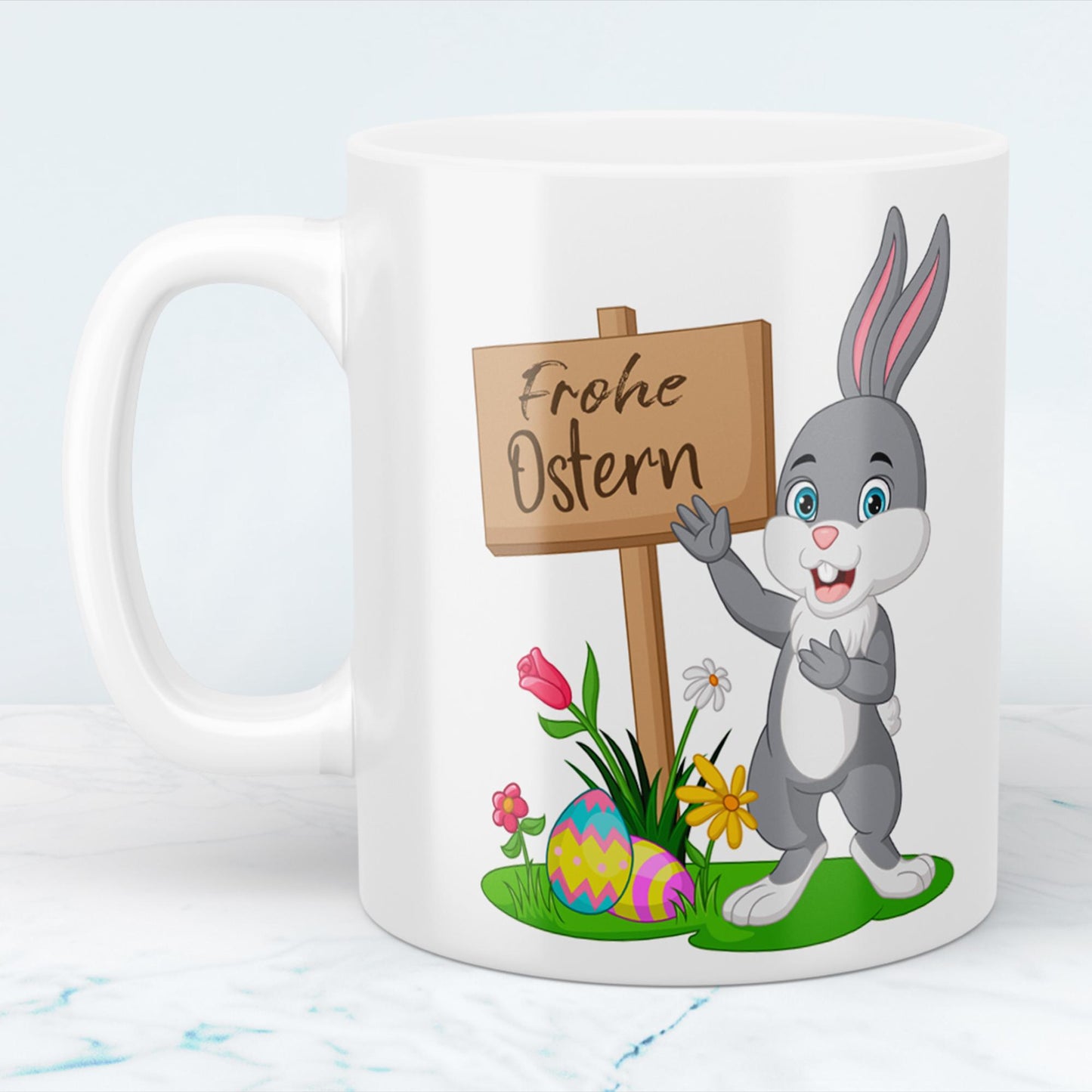 Bunte Ostereier und Kaffeegenuss Frohe Ostern Tasse, versch. Farben, Happy Easter